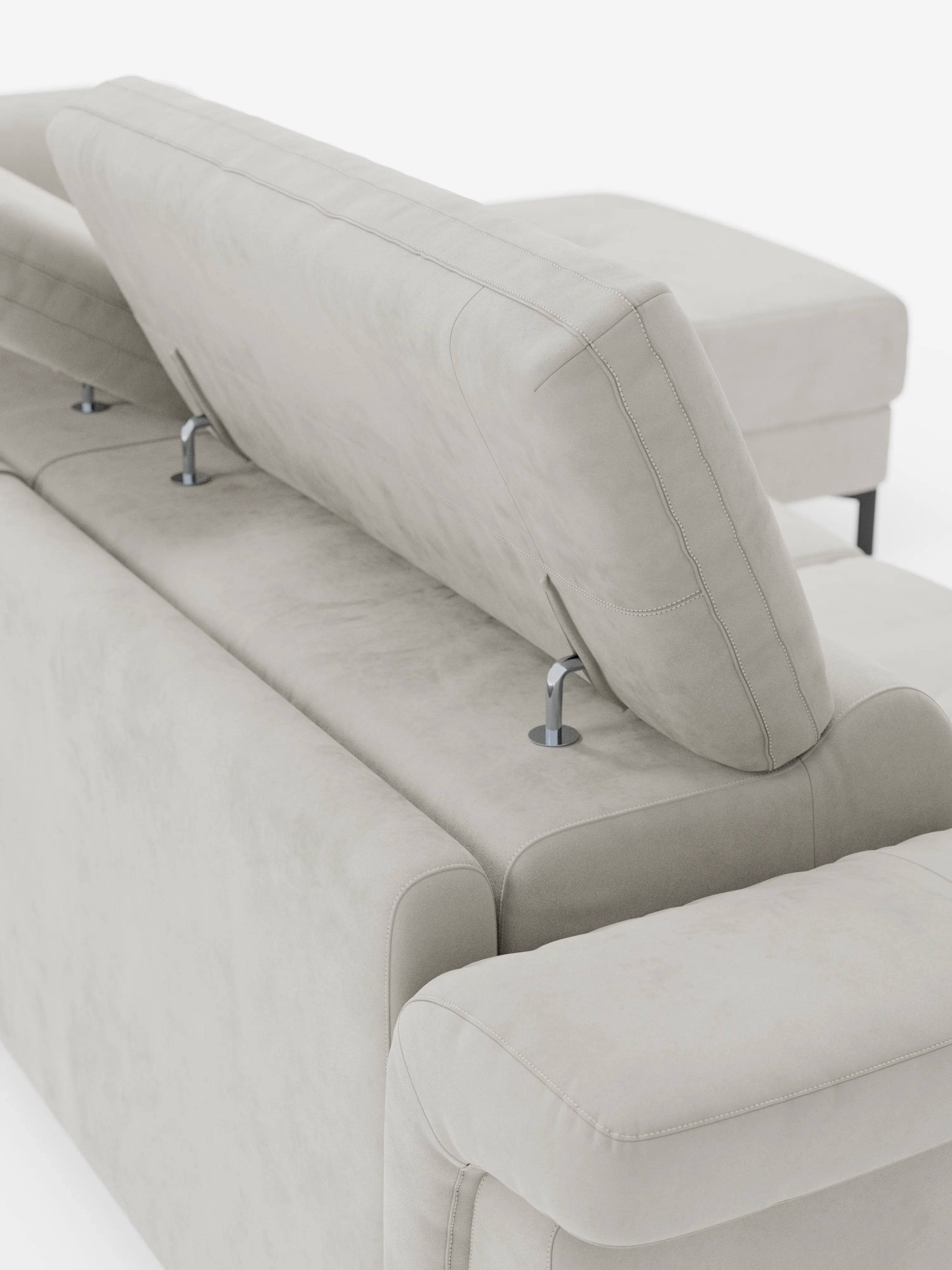 Capri Divano letto angolare con penisola contenitore e poggiatesta reclinabili - elegante tessuto smacchiabile T30