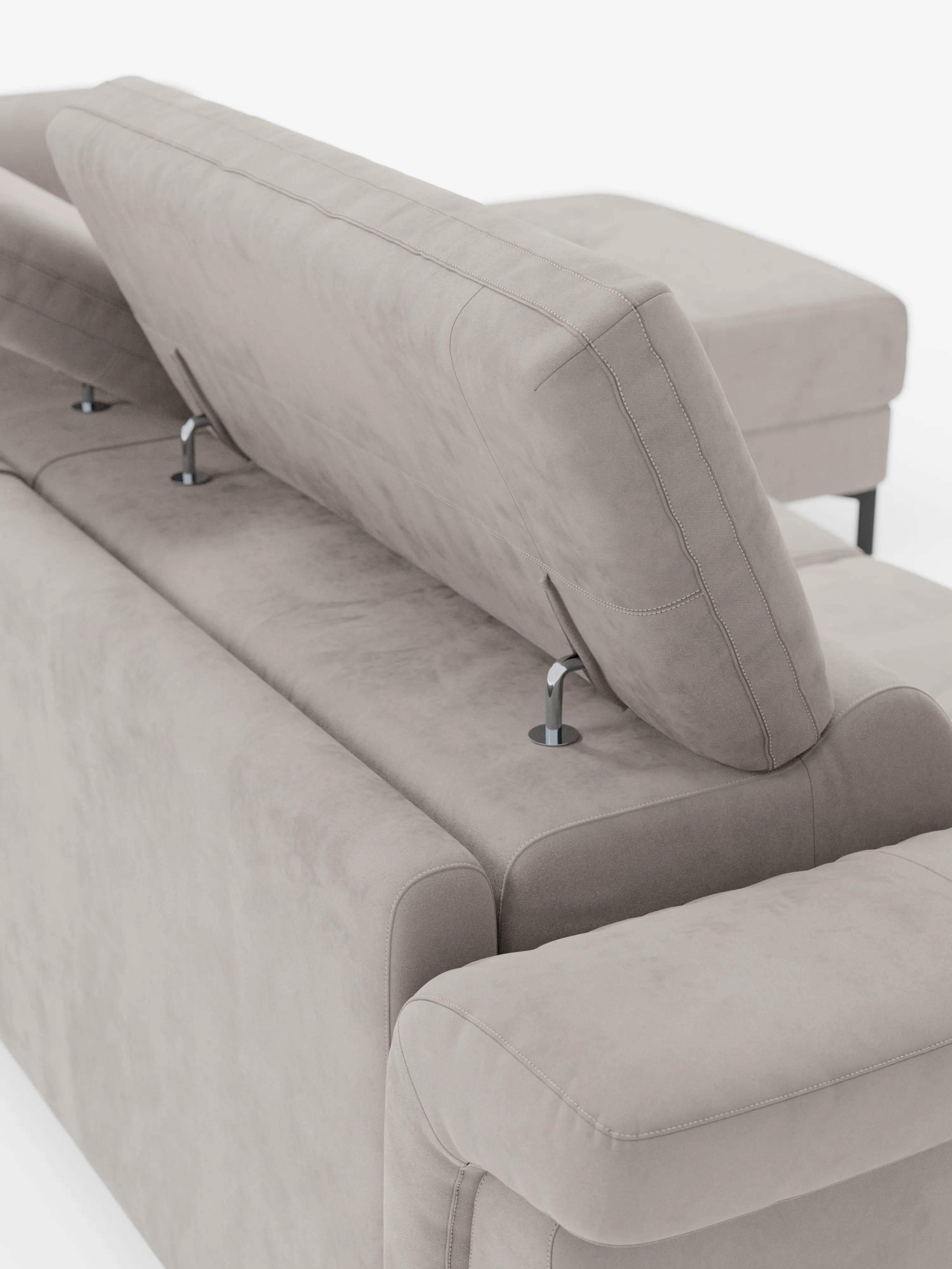 Capri Divano letto angolare con penisola contenitore e poggiatesta reclinabili - elegante tessuto smacchiabile T30