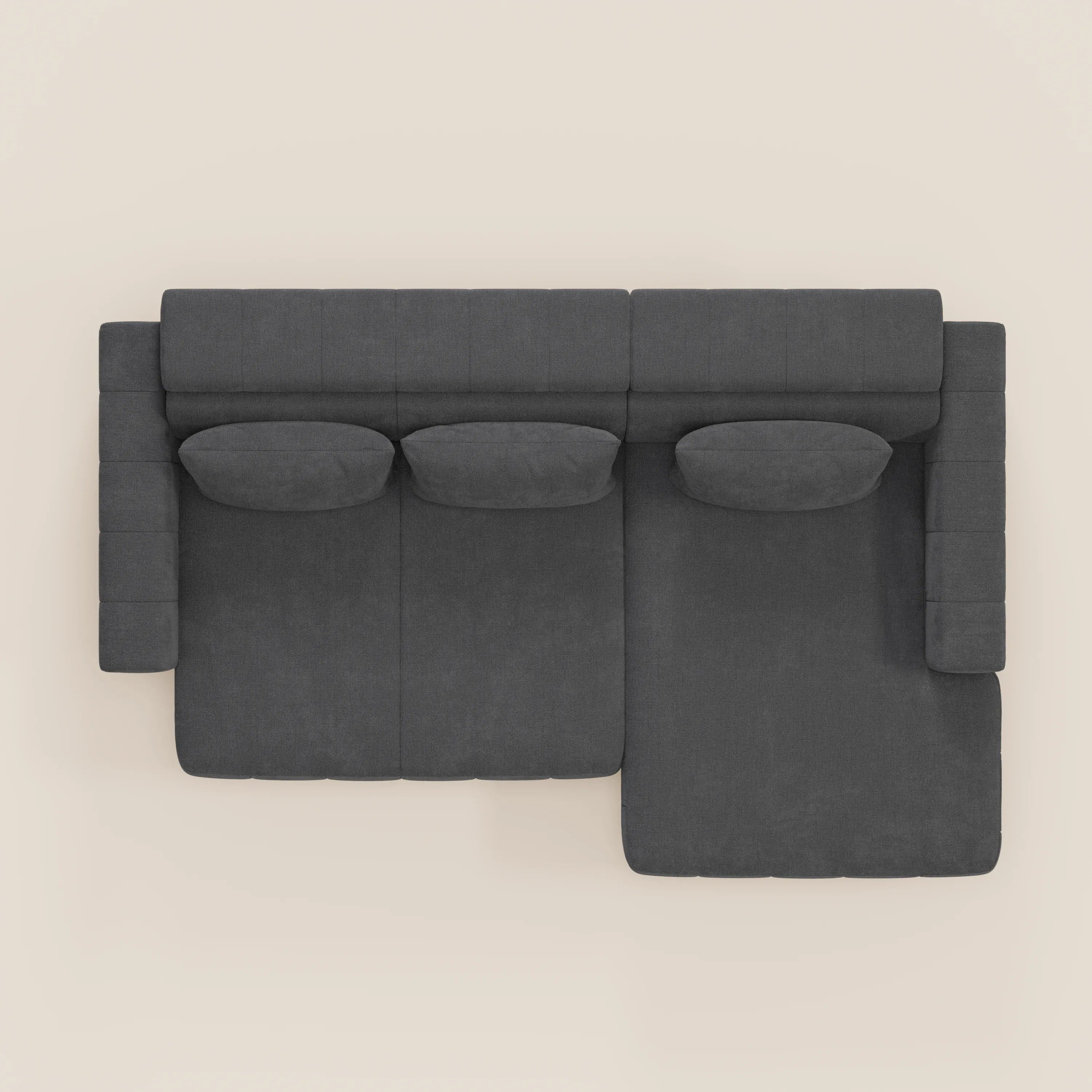 Doric Divano angolare con penisola e sedute allungabili con relax elettrico - poggiatesta reclinabili in tessuto smacchiabile T23 - divani.store