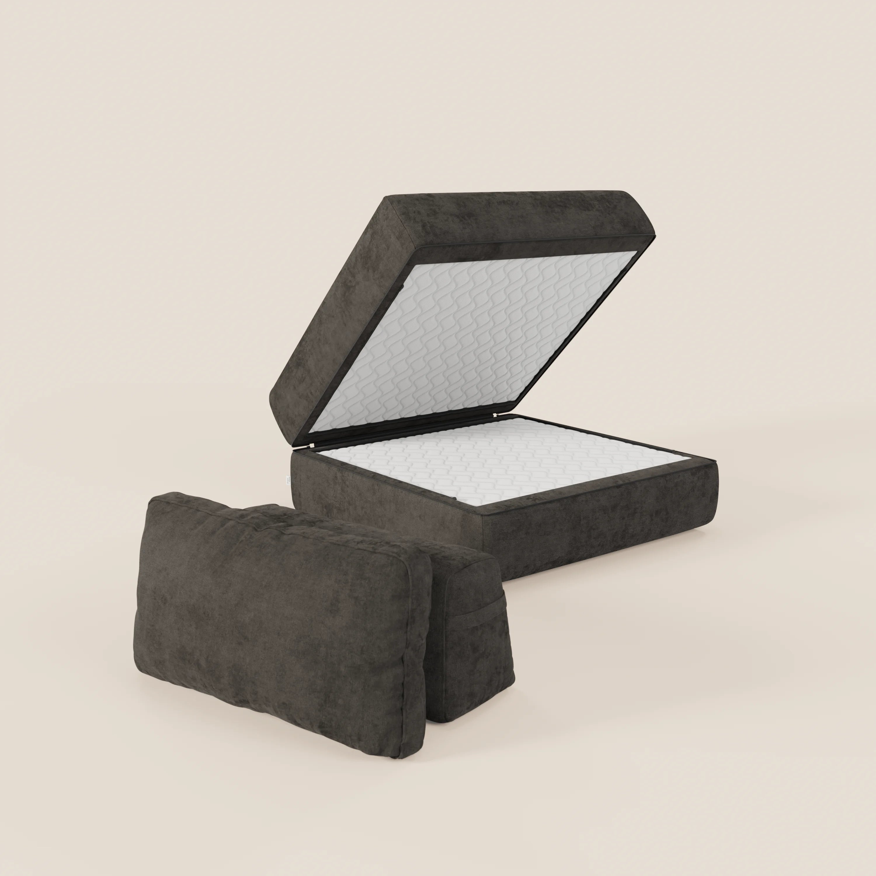 Rift poltrona letto con materasso alto 22 cm e memory foam - schienale mobile e tessuto smacchiabile T31 - divani.store