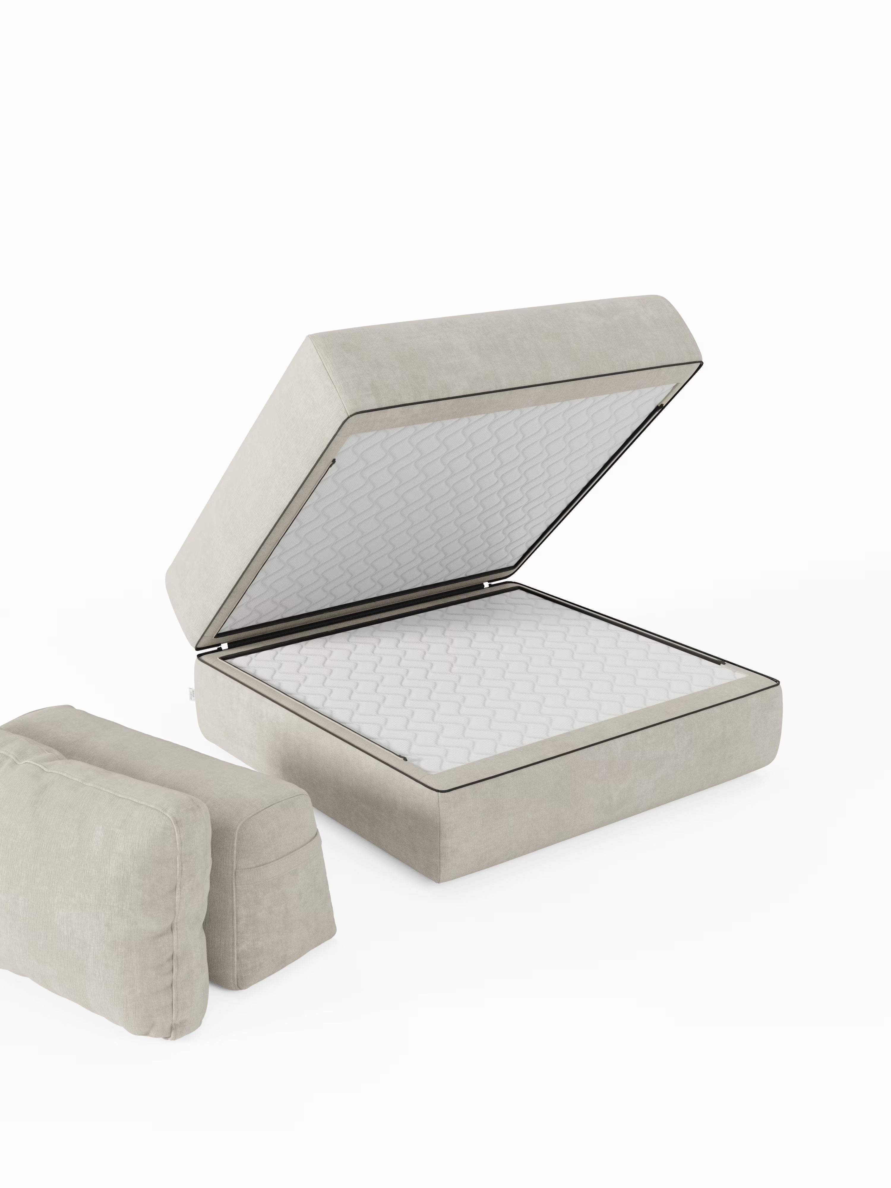 Rift poltrona letto con materasso alto 24 cm e memory foam - schienale mobile e tessuto smacchiabile T31