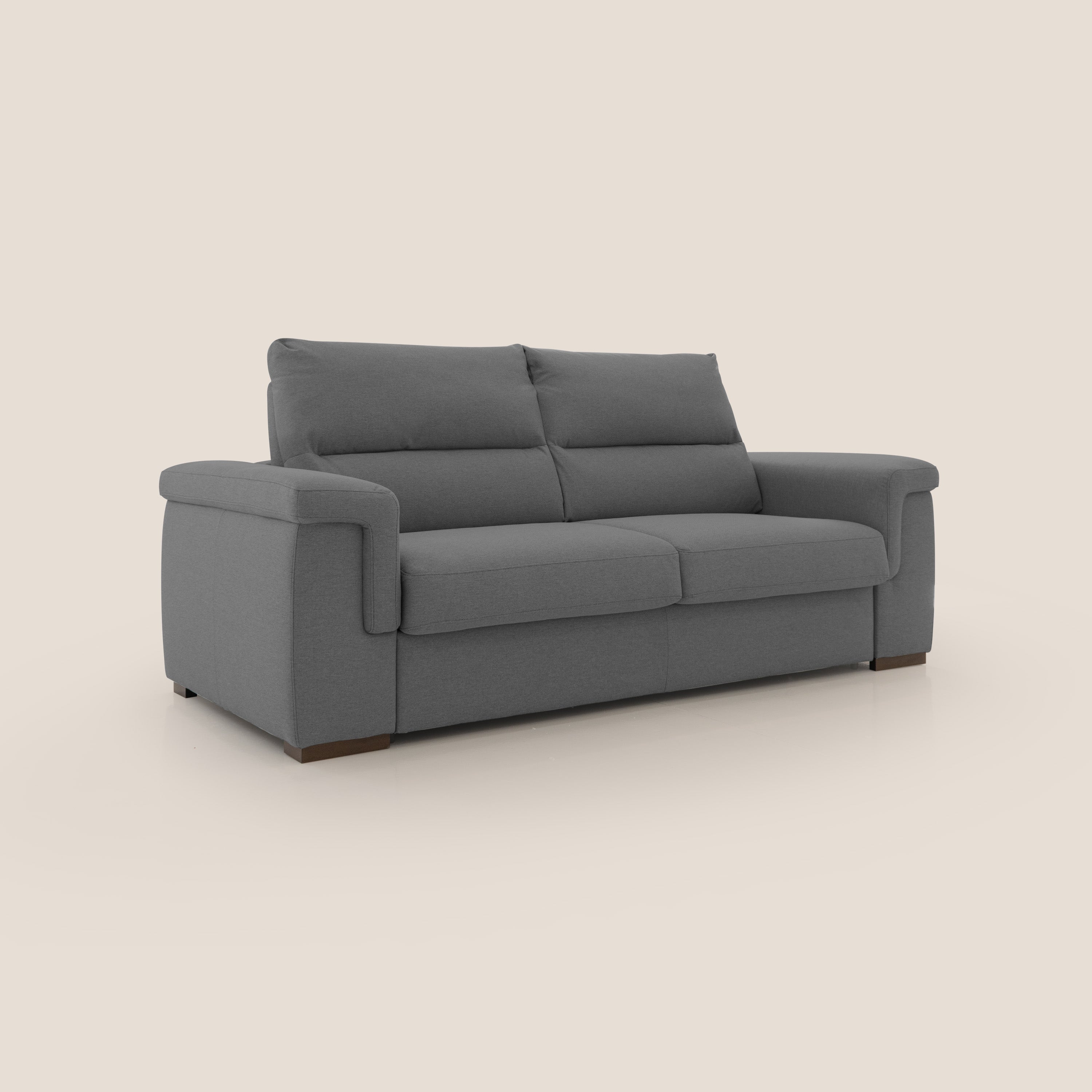 Magnolia divano letto con materasso alto 18 cm morbido schienale alto in tessuto smacchiabile T05 antracite - divani.store