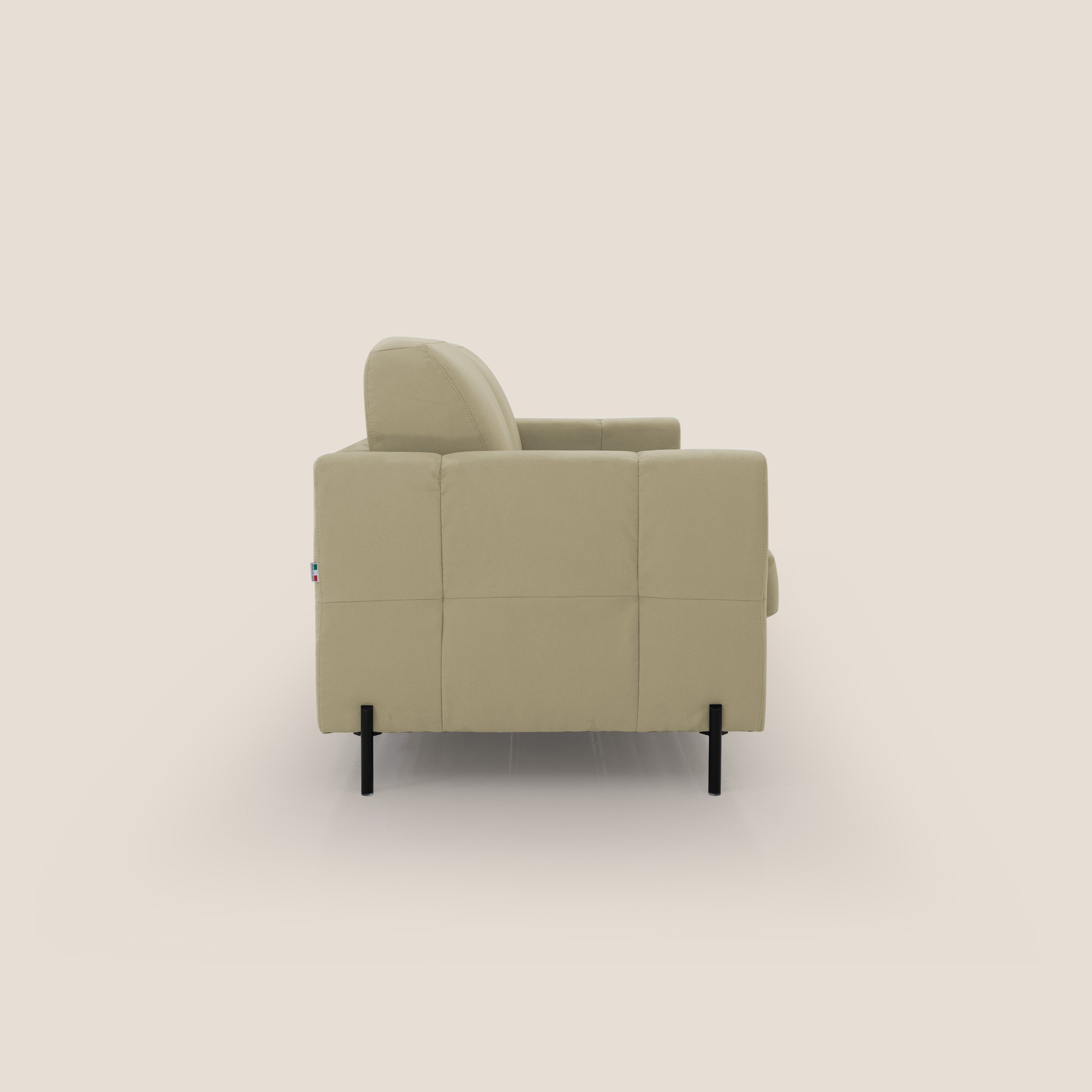 Ortensia divano letto materasso H18 cm con piedi alti in elegante microfibra smacchiabile T11 beige - divani.store