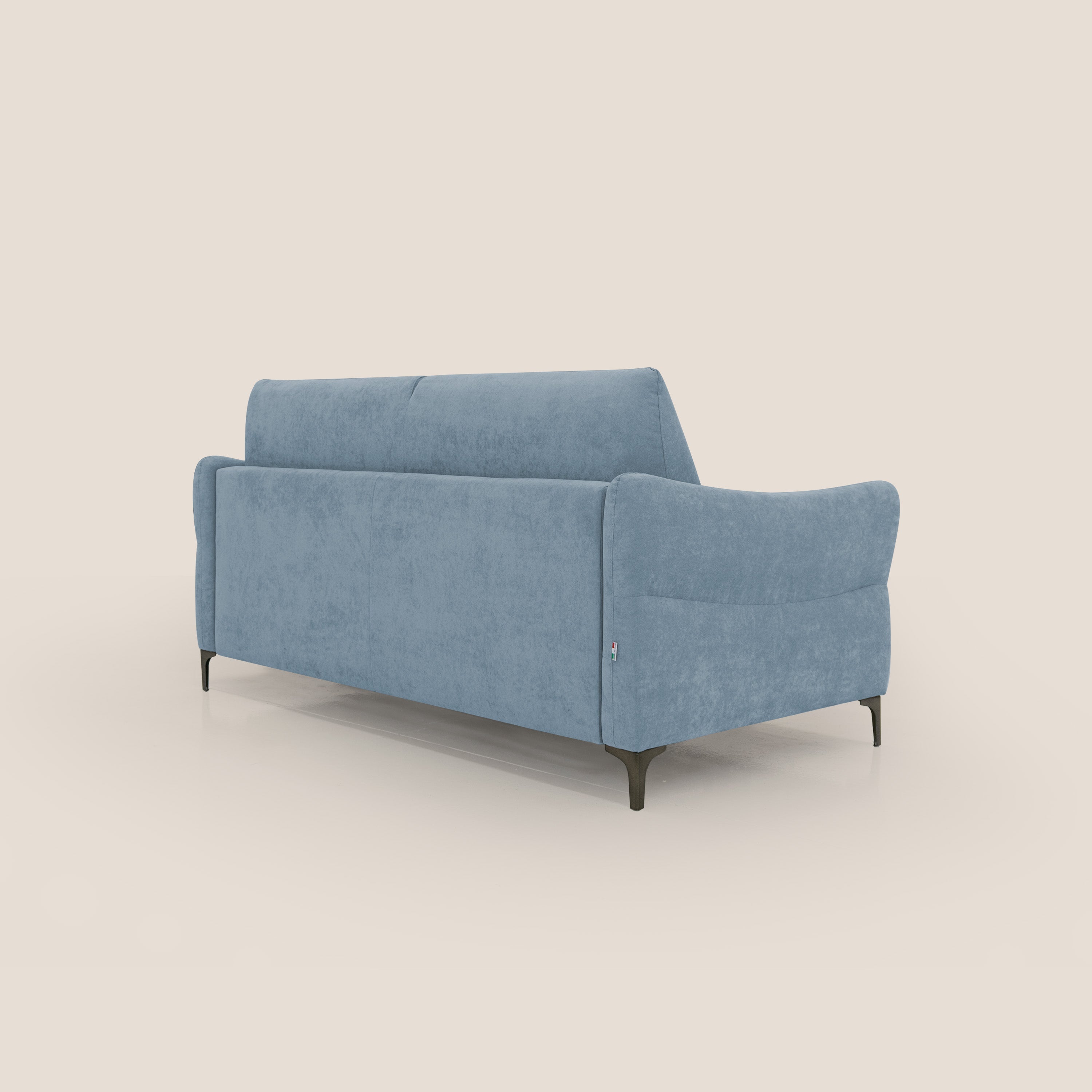 Dalia divano letto con materasso H18 cm e piedi alti in raffinato tessuto smacchiabile T17 carta da zucchero - divani.store