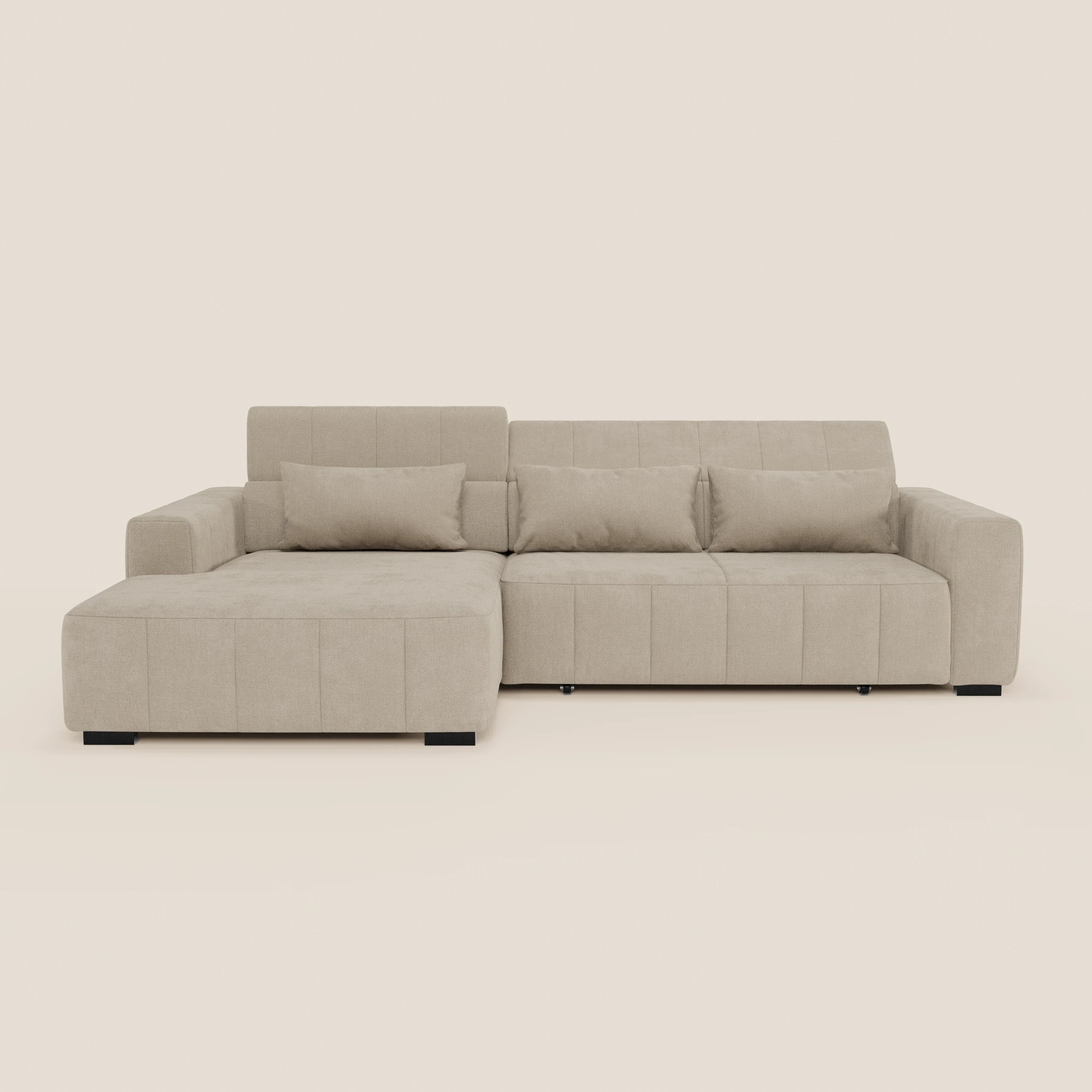 Doric Divano angolare con penisola e sedute allungabili con relax elettrico - poggiatesta reclinabili in tessuto smacchiabile T23 - divani.store