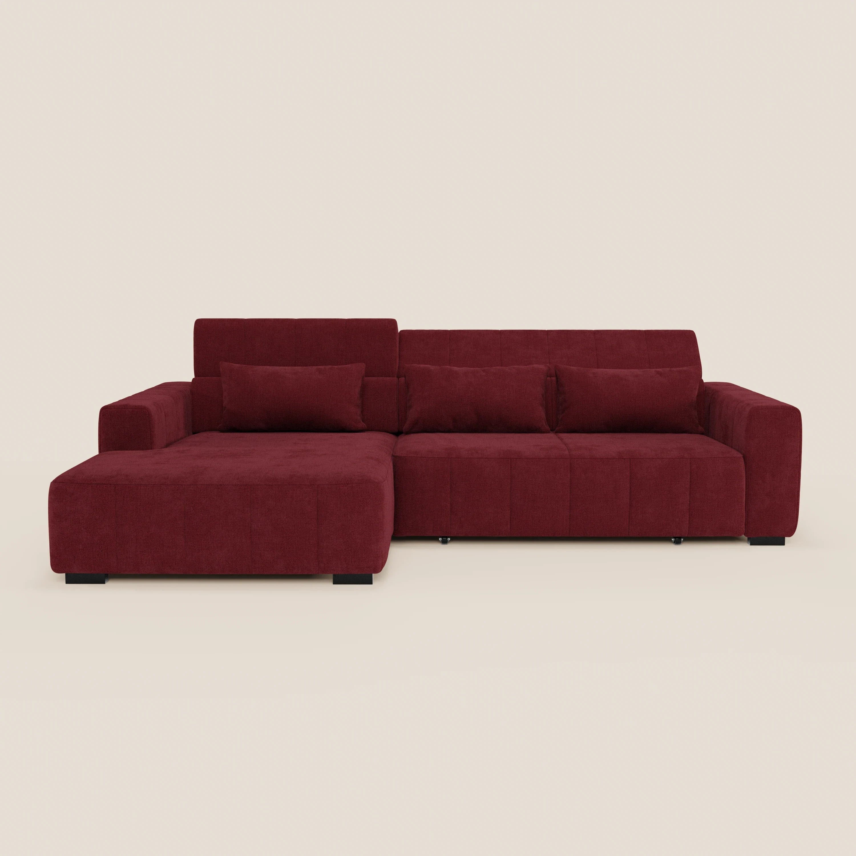 Doric Divano angolare con penisola e sedute allungabili con relax elettrico - poggiatesta reclinabili in tessuto smacchiabile T23 - divani.store
