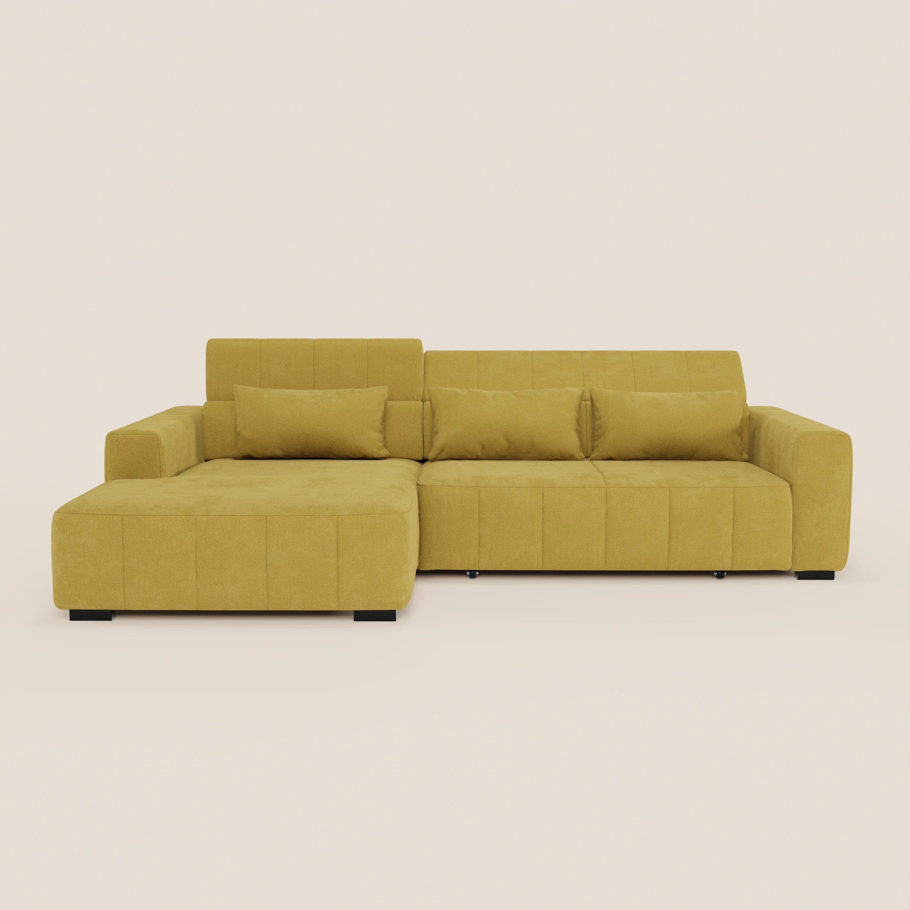 Doric Divano angolare con penisola e sedute allungabili con relax elettrico - poggiatesta reclinabili in tessuto smacchiabile T23 - divani.store