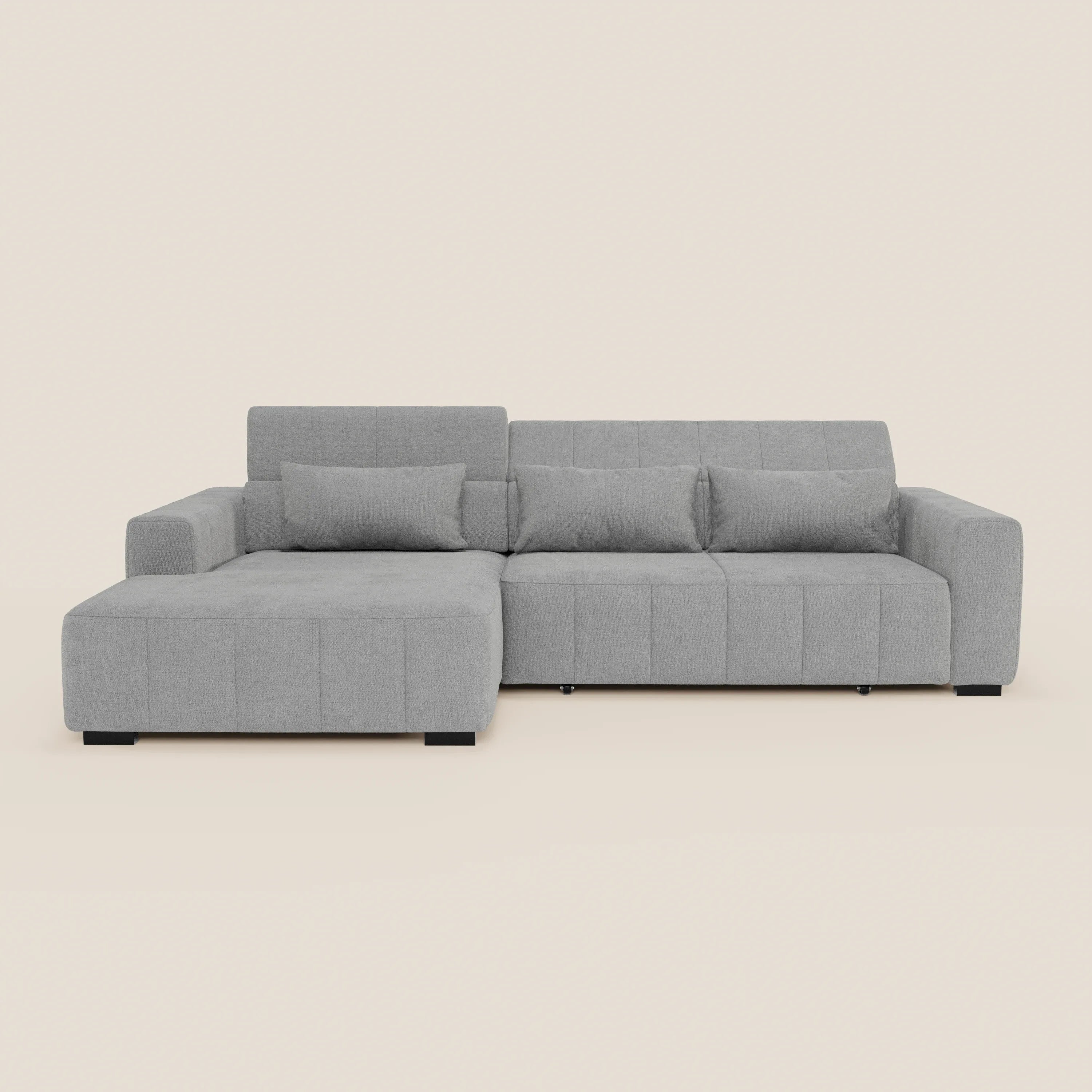 Doric Divano angolare con penisola e sedute allungabili con relax elettrico - poggiatesta reclinabili in tessuto smacchiabile T23 - divani.store
