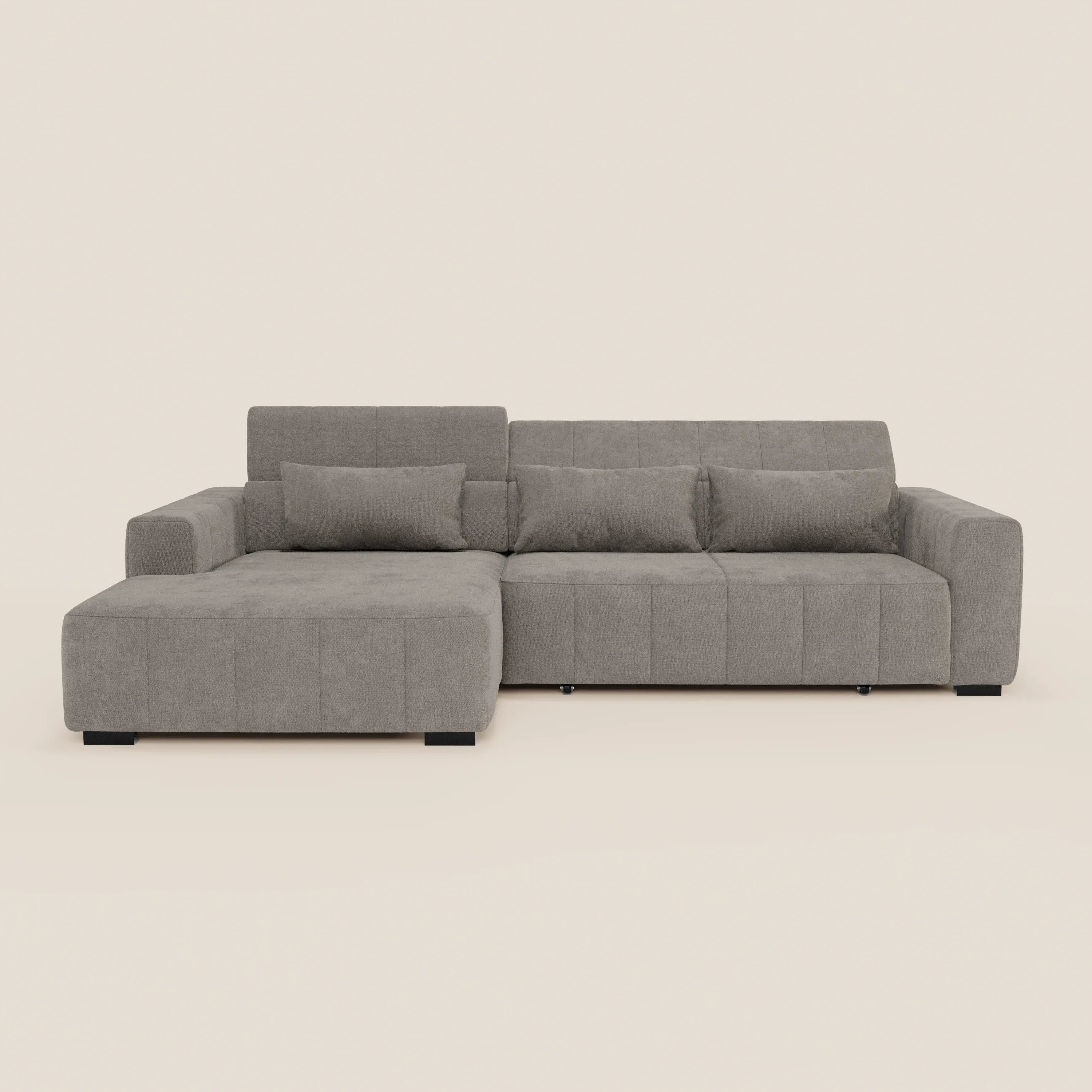 Doric Canapé d’angle avec méridienne et assises extensibles avec relaxation électrique - appuie-têtes inclinables en tissu anti-taches T23