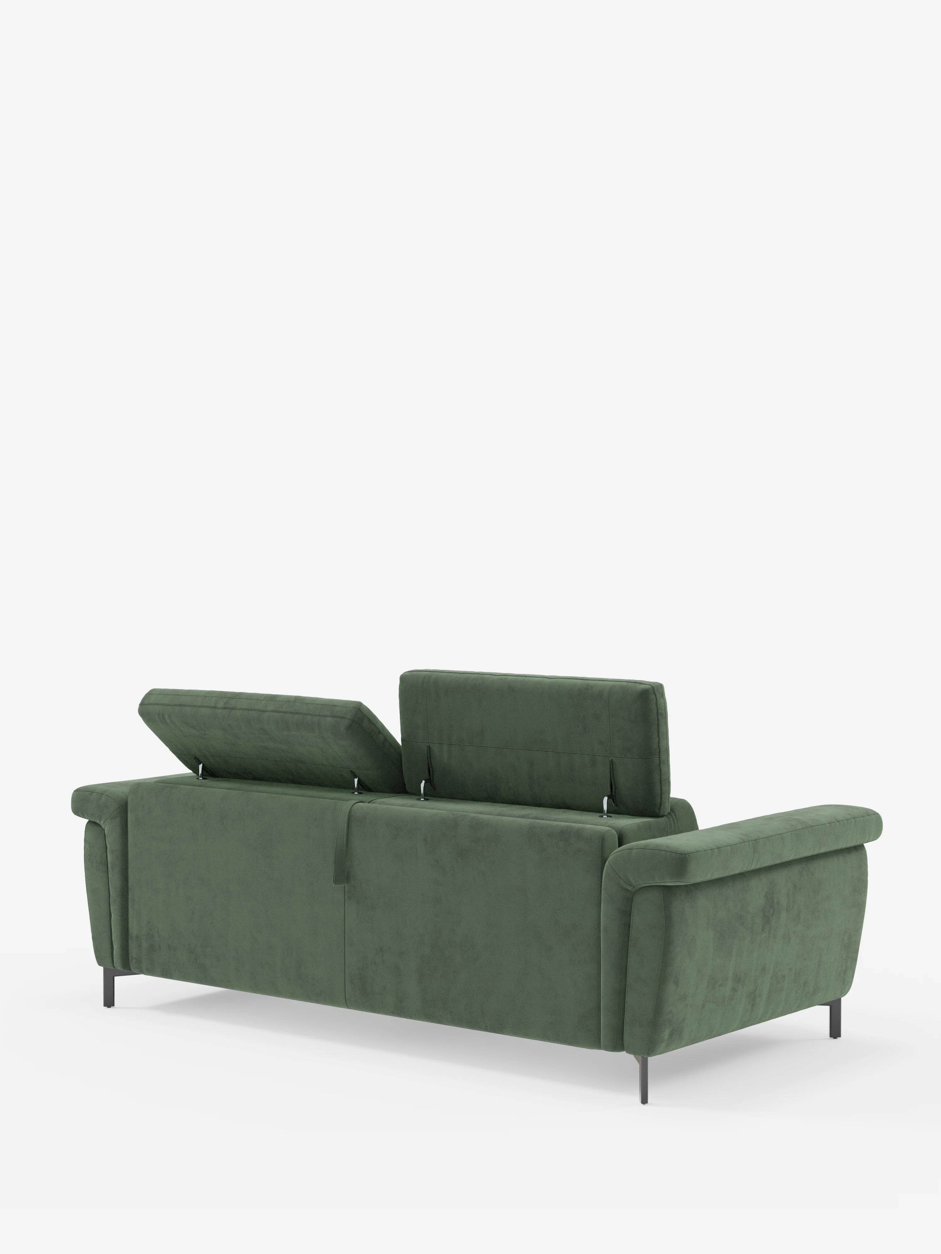 Capri divano letto di design con piedini alti - poggiatesta reclinabili in raffinato tessuto effetto velluto smacchiabile T30