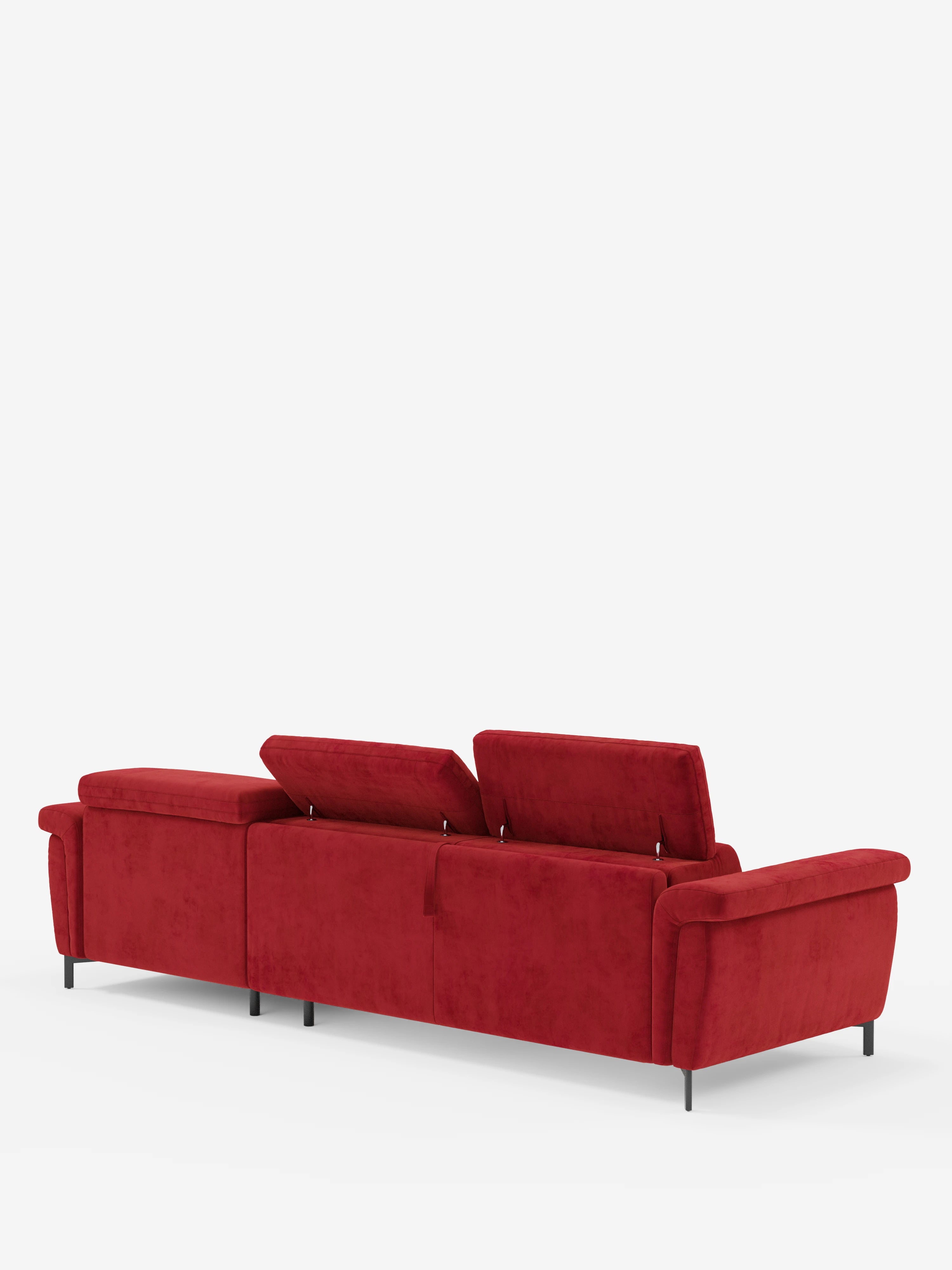 Capri Divano letto angolare con penisola contenitore e poggiatesta reclinabili - elegante tessuto smacchiabile T30