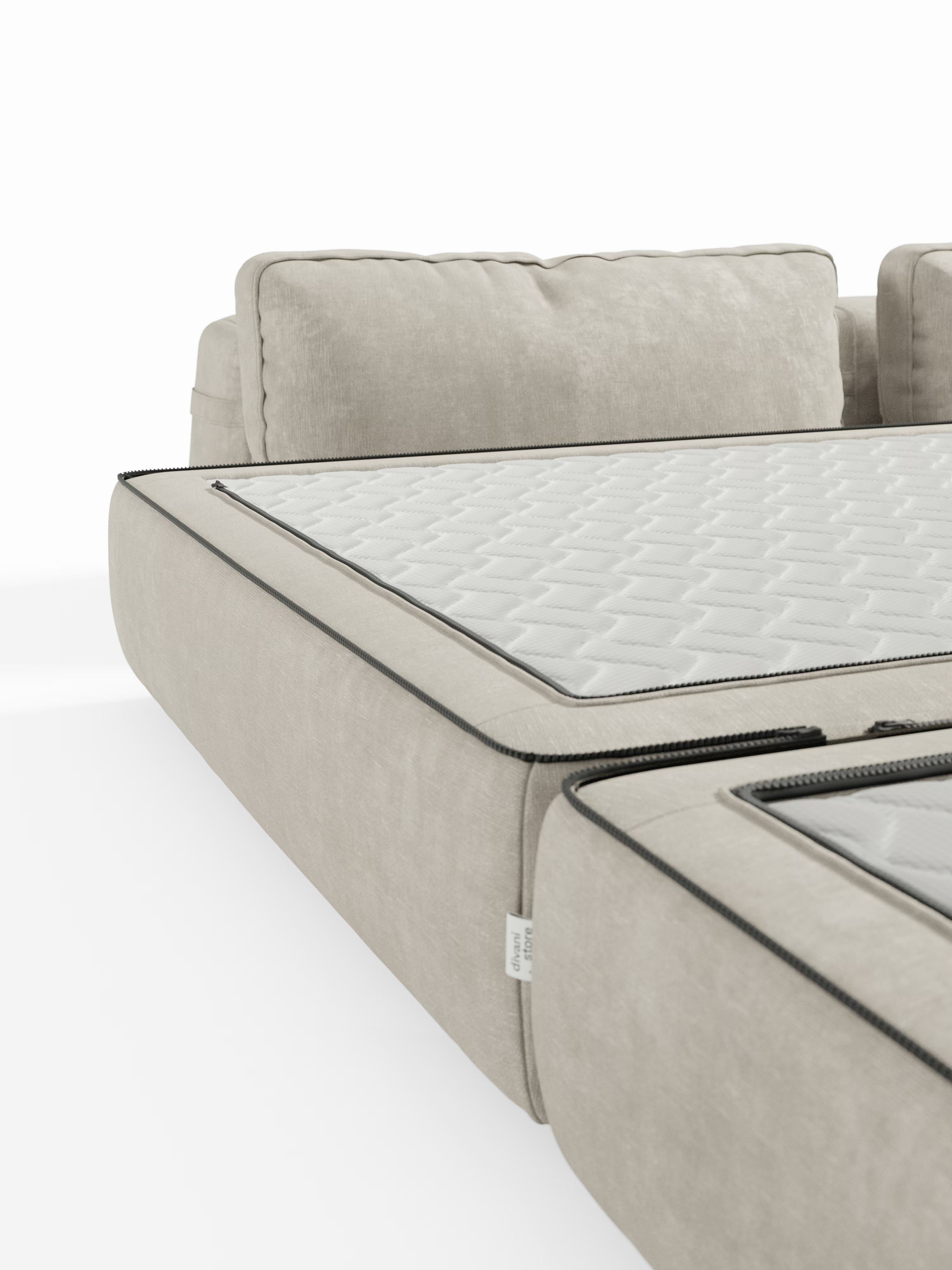 Rift divano letto matrimoniale 2 posti e 3 posti con schienali mobili - materasso alto 24 cm e memory foam in tessuto smacchiabile T31