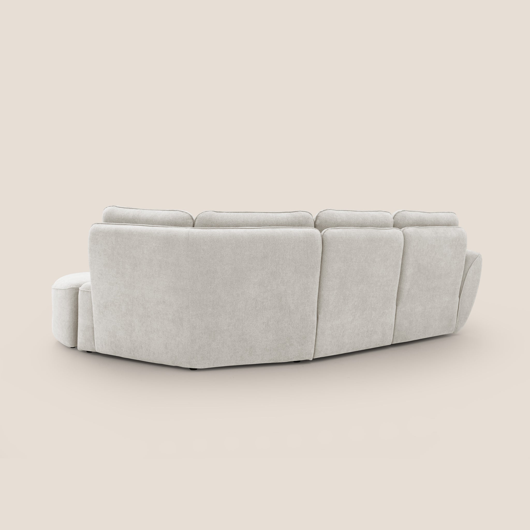 Cerbero divano angolare con pouf mobile in morbido bouclé impermeabile T07