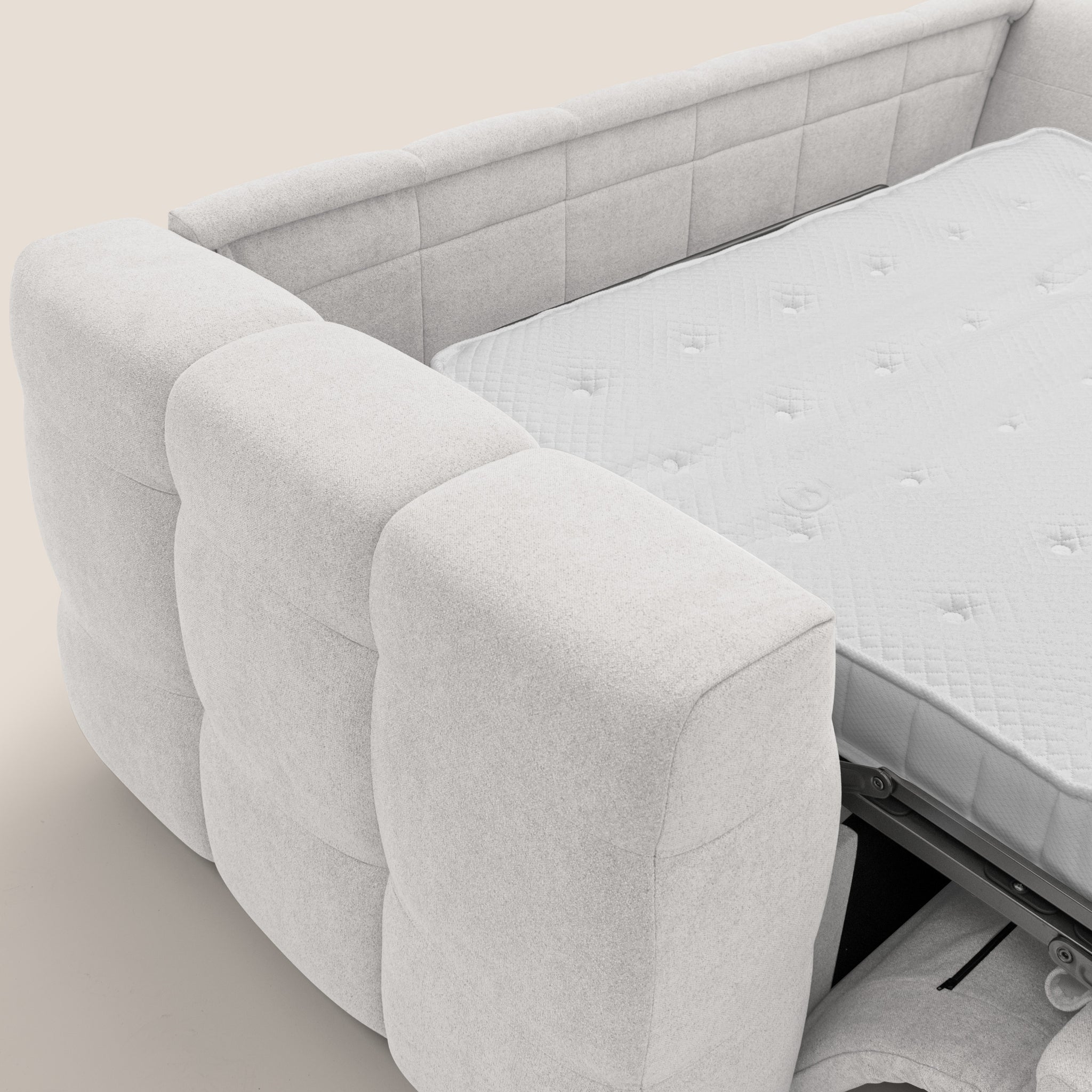 Tender Divano letto matrimoniale dal design innovativo in tessuto bouclet impermeabile T07