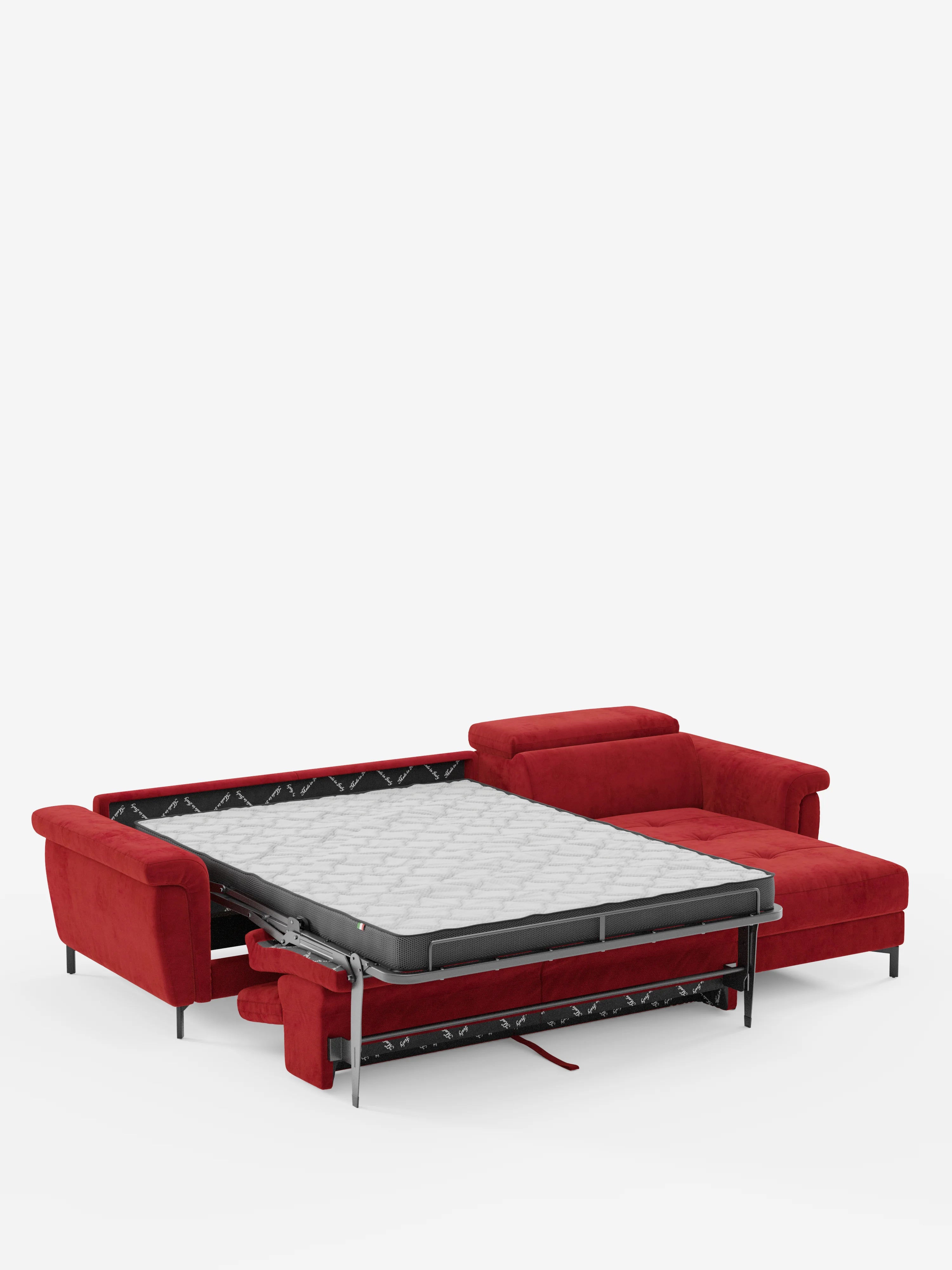 Capri Divano letto angolare con penisola contenitore e poggiatesta reclinabili - elegante tessuto smacchiabile T30