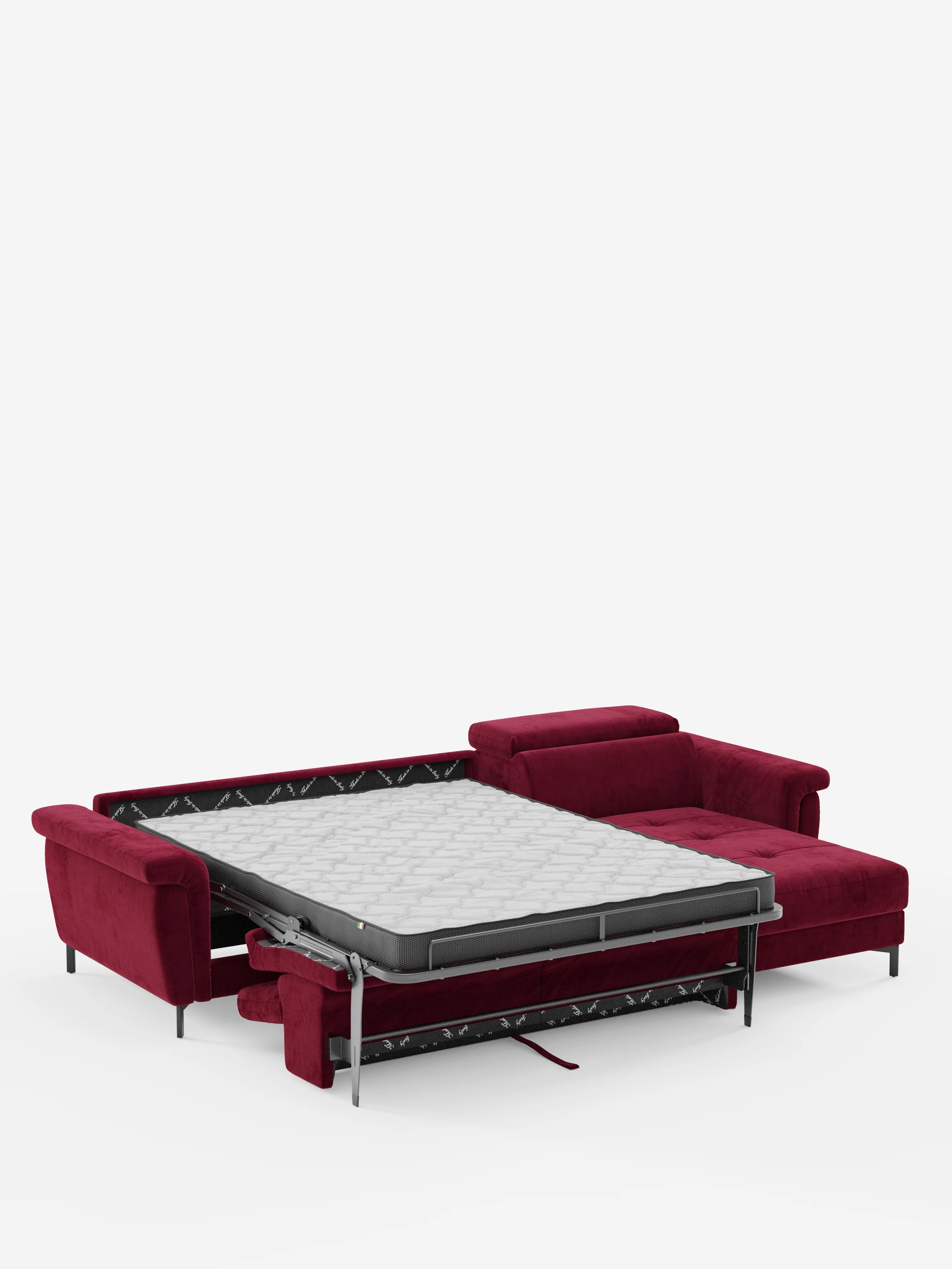 Capri Divano letto angolare con penisola contenitore e poggiatesta reclinabili - elegante tessuto smacchiabile T30