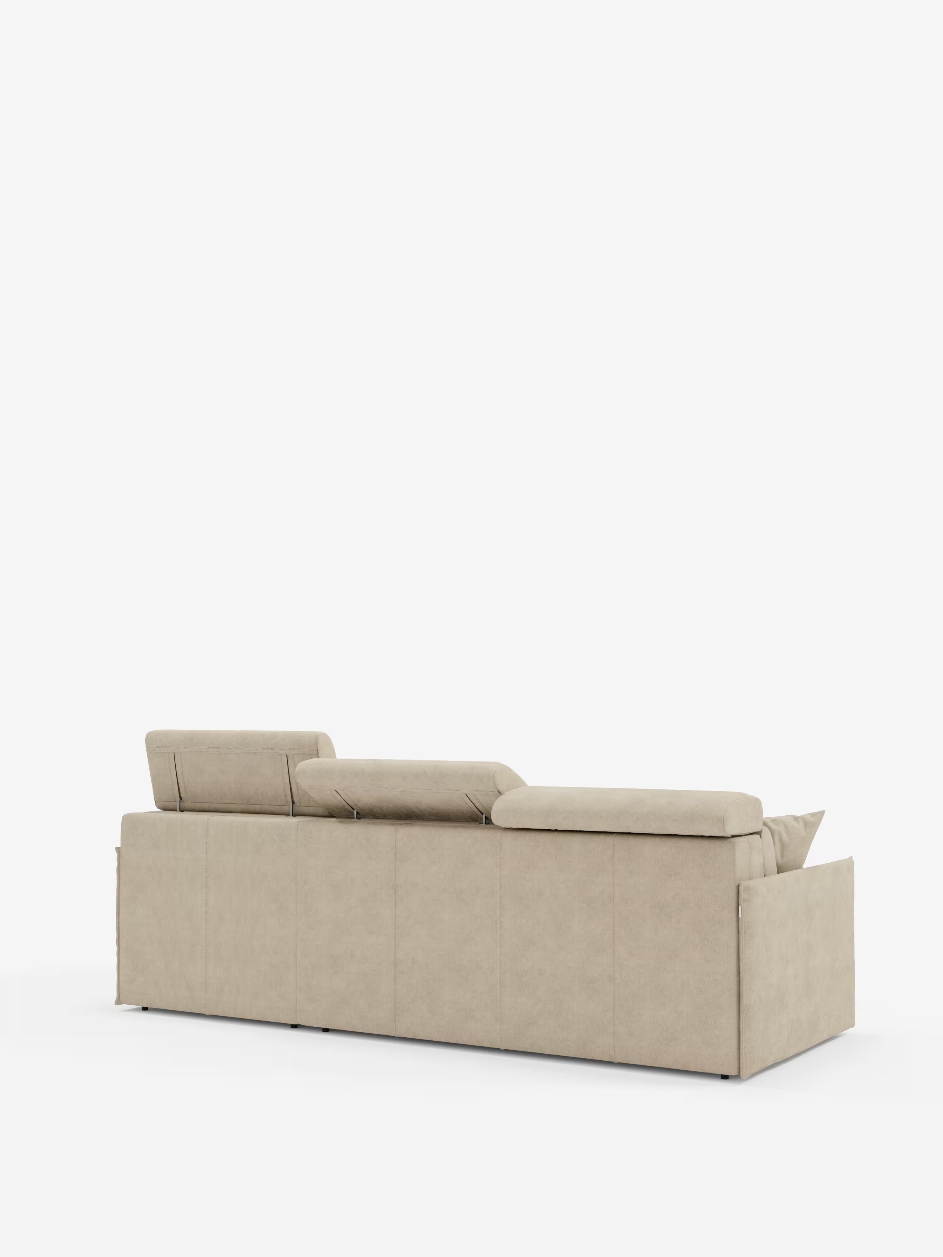 Miryam sofá cama esquinero compacto - reposacabezas reclinables y chaise longue con almacenaje en tejido antimanchas T31