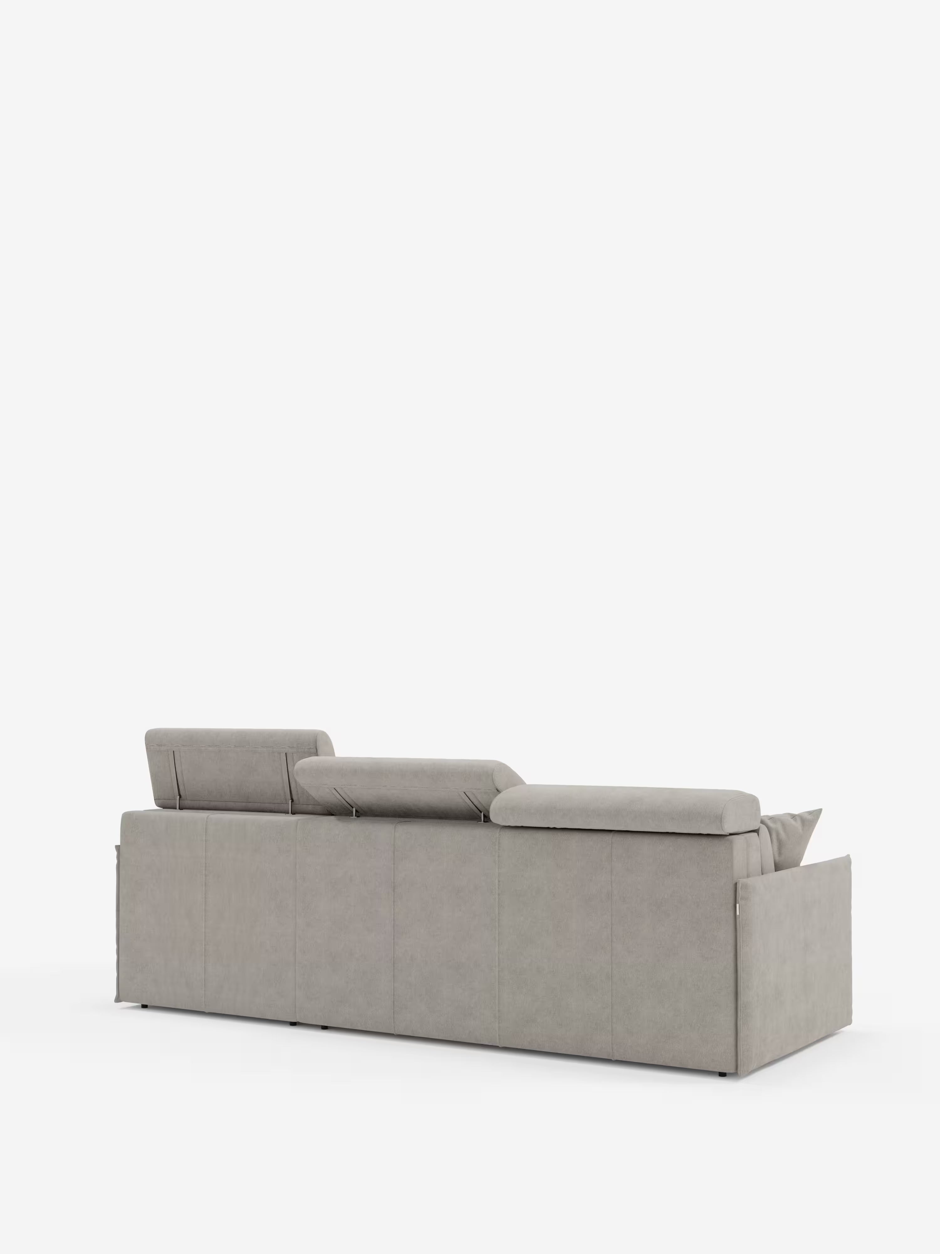 Miryam sofá cama esquinero compacto - reposacabezas reclinables y chaise longue con almacenaje en tejido antimanchas T31
