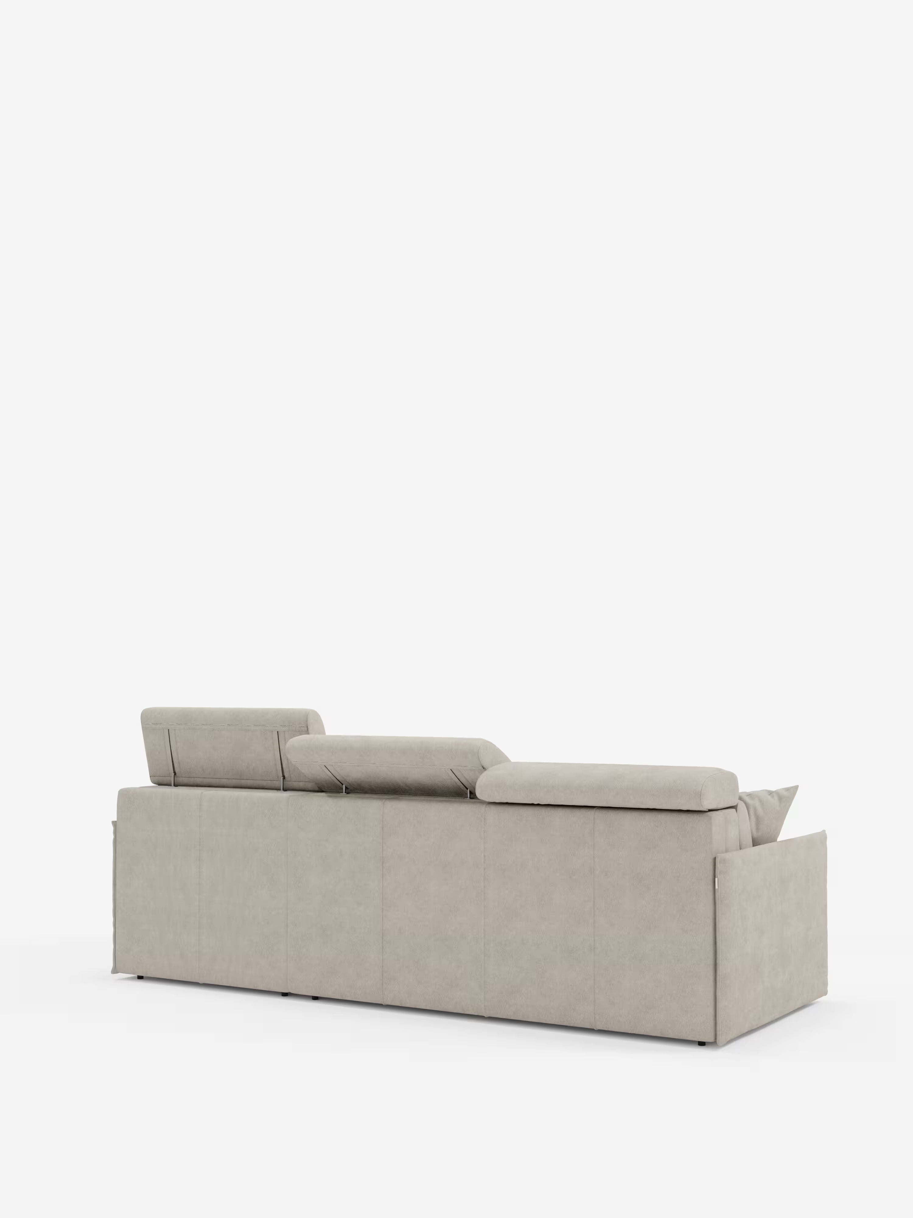 Miryam sofá cama esquinero compacto - reposacabezas reclinables y chaise longue con almacenaje en tejido antimanchas T31
