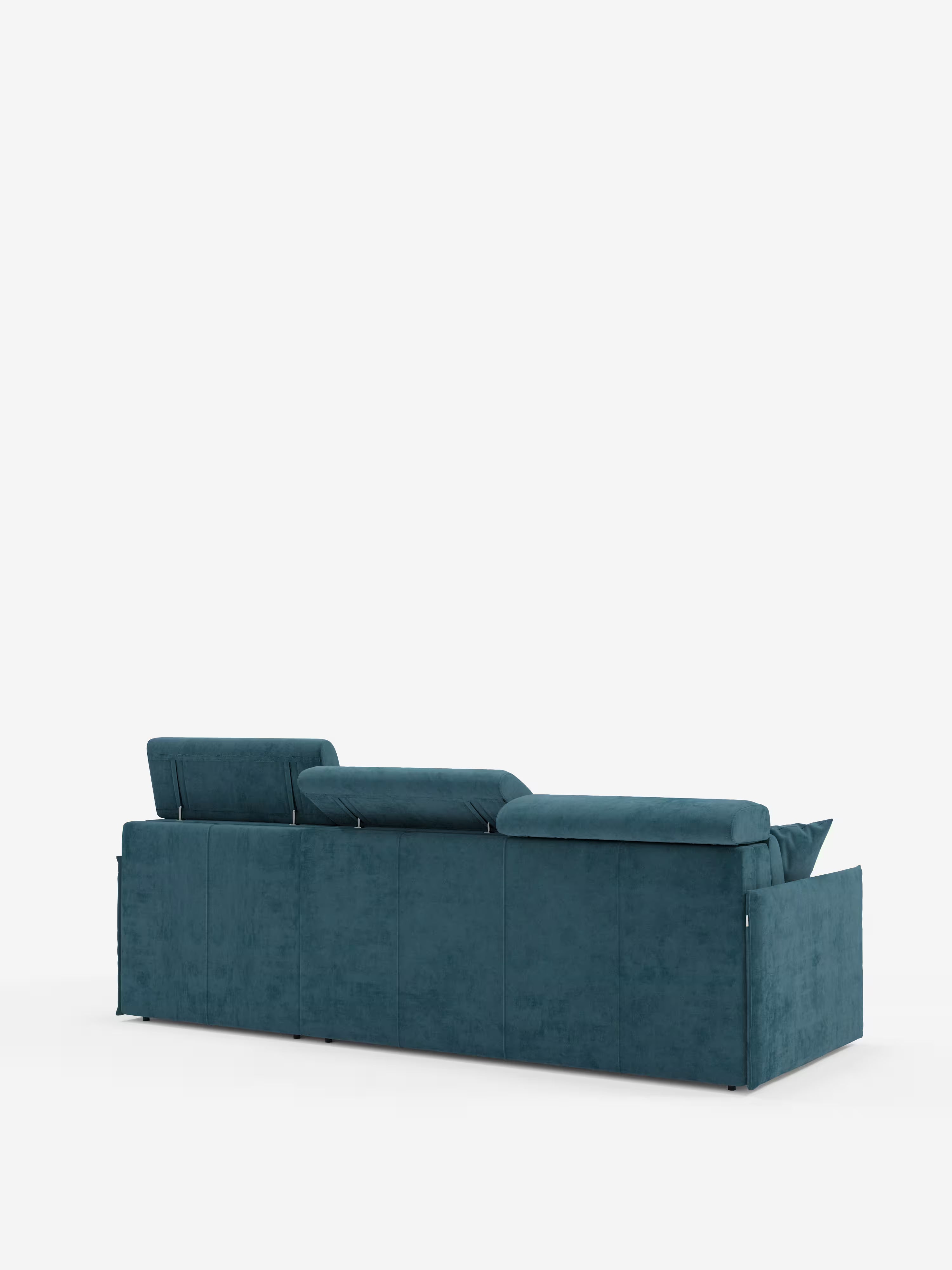 Miryam sofá cama esquinero compacto - reposacabezas reclinables y chaise longue con almacenaje en tejido antimanchas T31