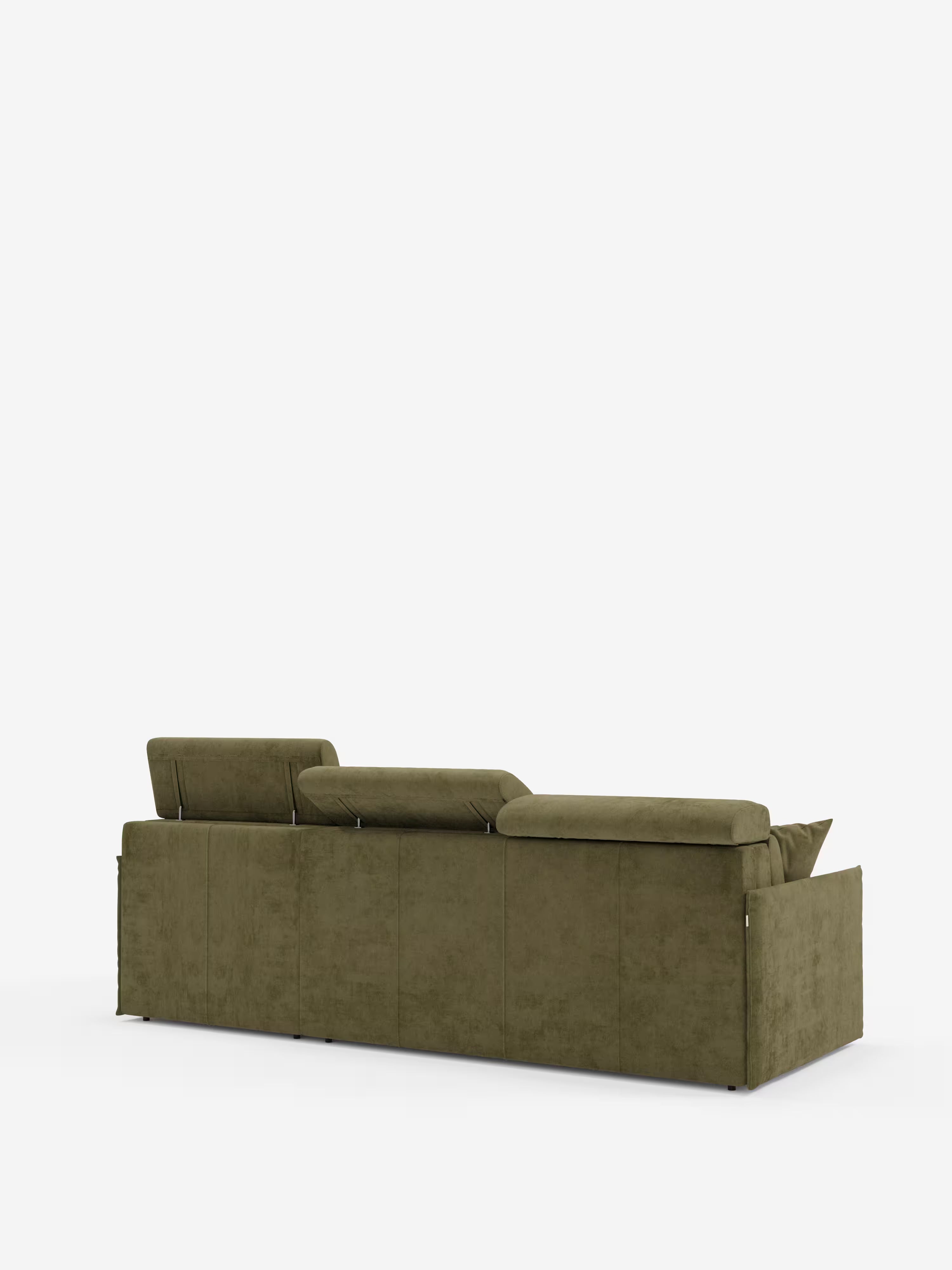 Miryam sofá cama esquinero compacto - reposacabezas reclinables y chaise longue con almacenaje en tejido antimanchas T31