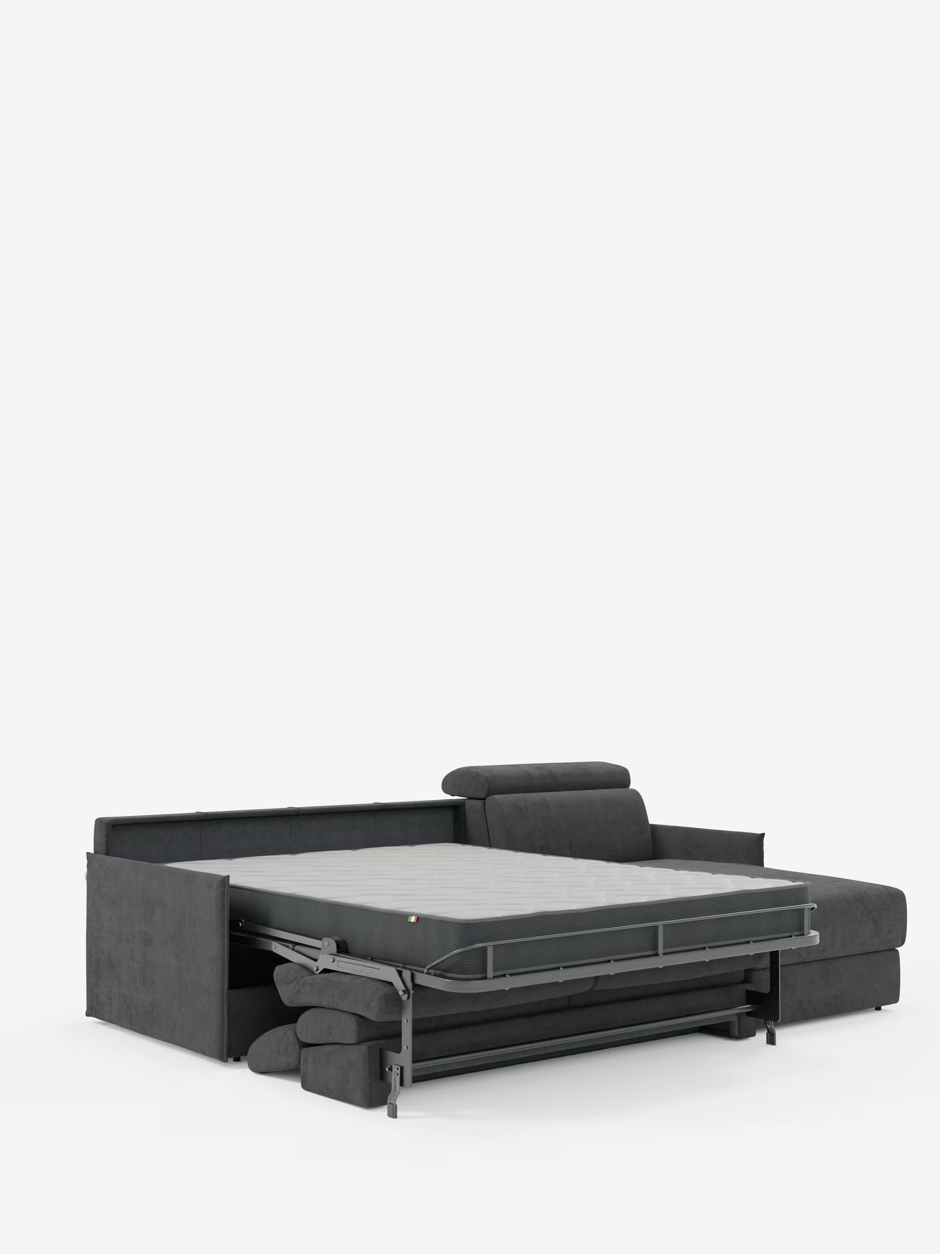 Miryam sofá cama esquinero compacto - reposacabezas reclinables y chaise longue con almacenaje en tejido antimanchas T31