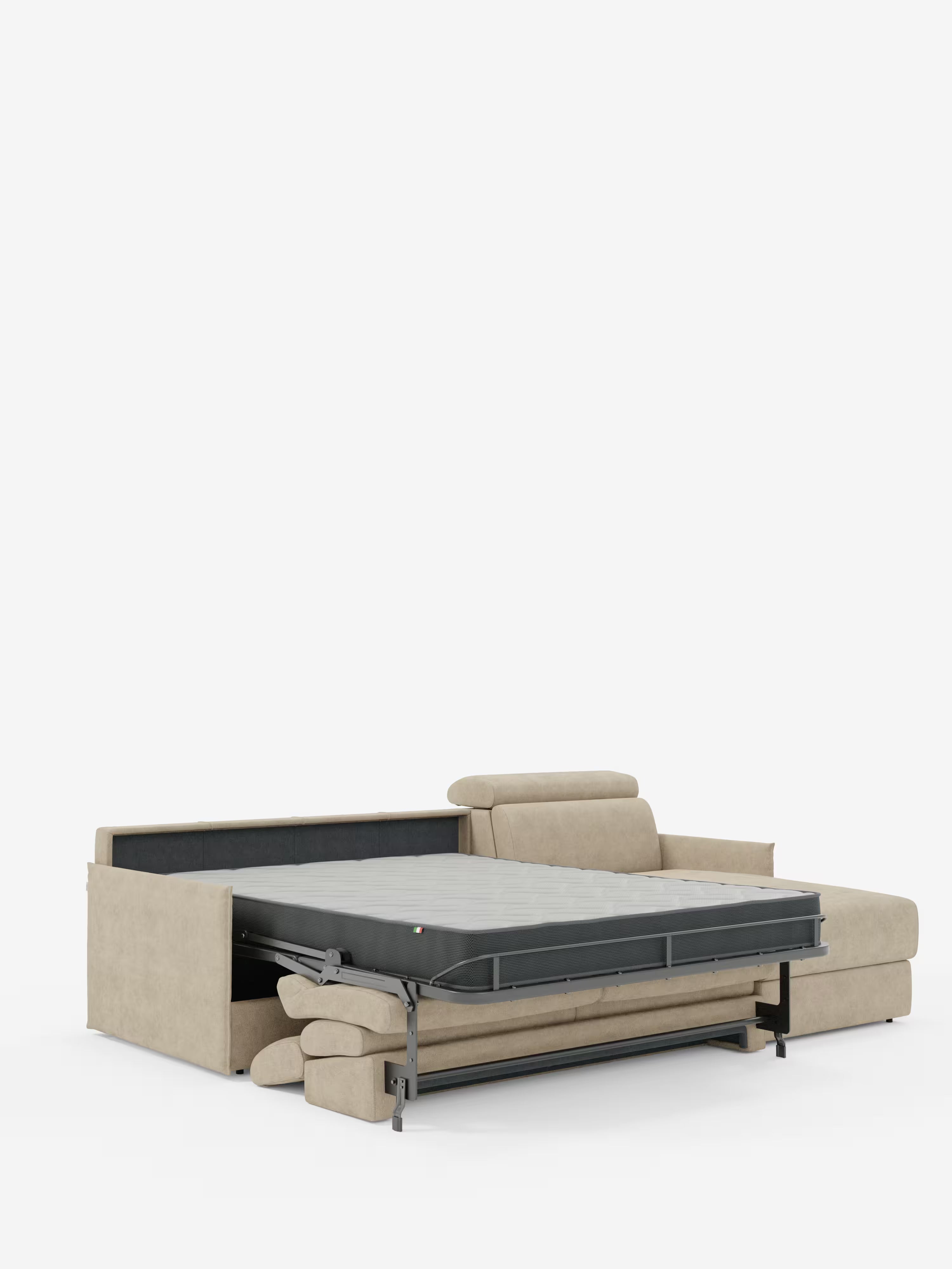 Miryam sofá cama esquinero compacto - reposacabezas reclinables y chaise longue con almacenaje en tejido antimanchas T31