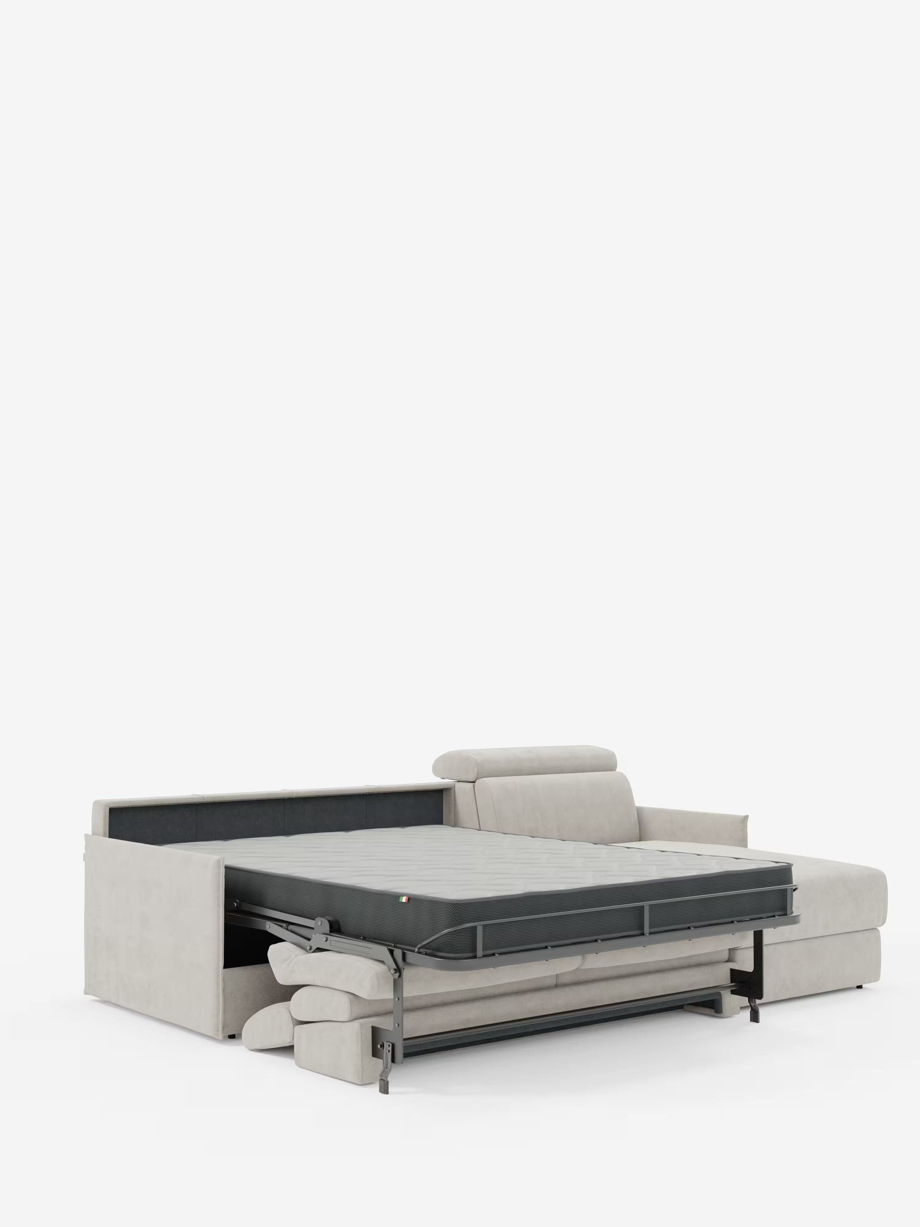 Miryam sofá cama esquinero compacto - reposacabezas reclinables y chaise longue con almacenaje en tejido antimanchas T31