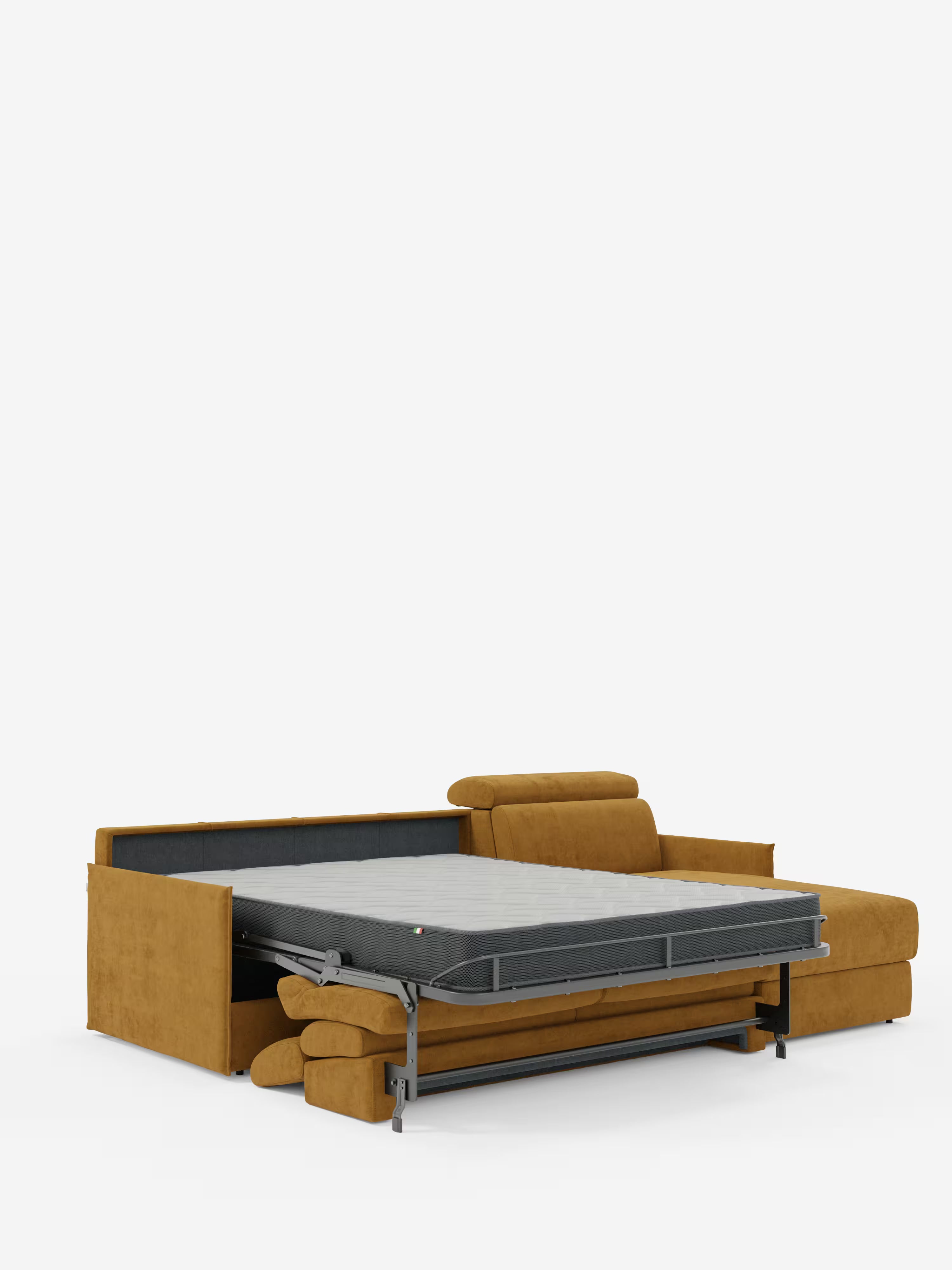 Miryam sofá cama esquinero compacto - reposacabezas reclinables y chaise longue con almacenaje en tejido antimanchas T31