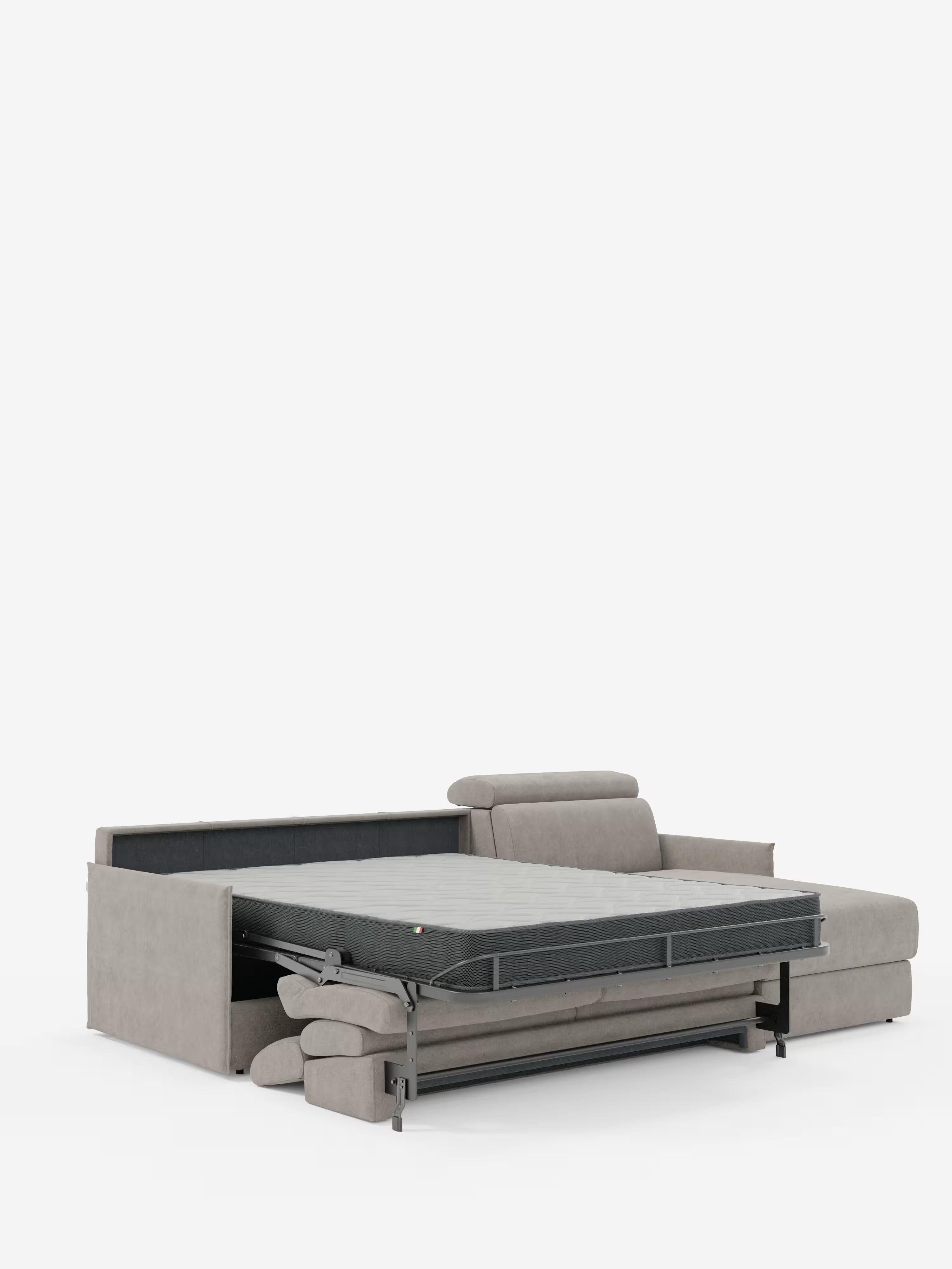 Miryam sofá cama esquinero compacto - reposacabezas reclinables y chaise longue con almacenaje en tejido antimanchas T31