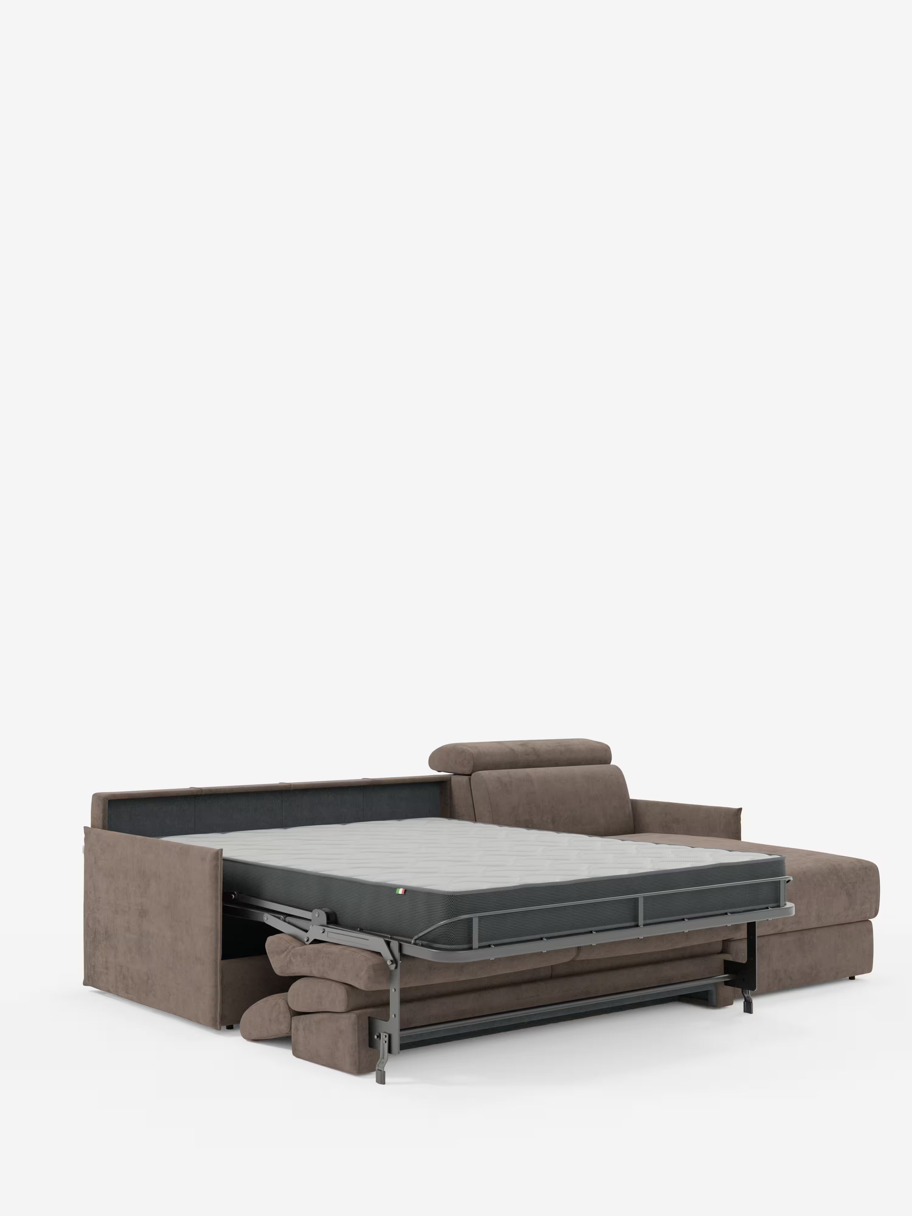 Miryam sofá cama esquinero compacto - reposacabezas reclinables y chaise longue con almacenaje en tejido antimanchas T31