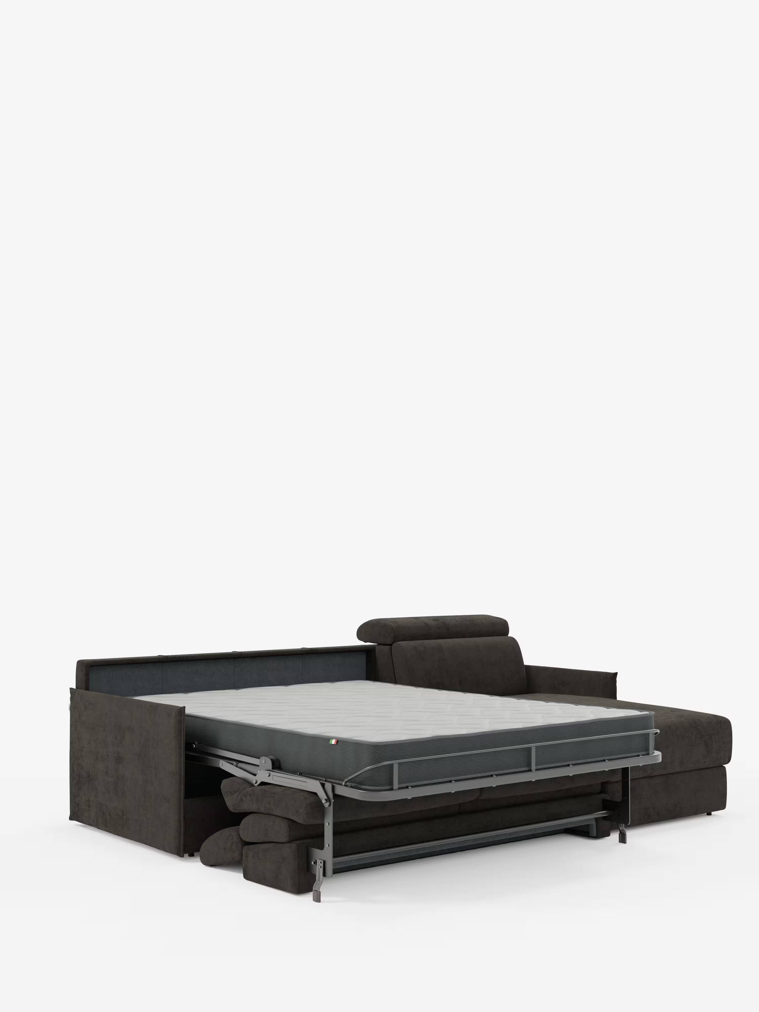 Miryam sofá cama esquinero compacto - reposacabezas reclinables y chaise longue con almacenaje en tejido antimanchas T31