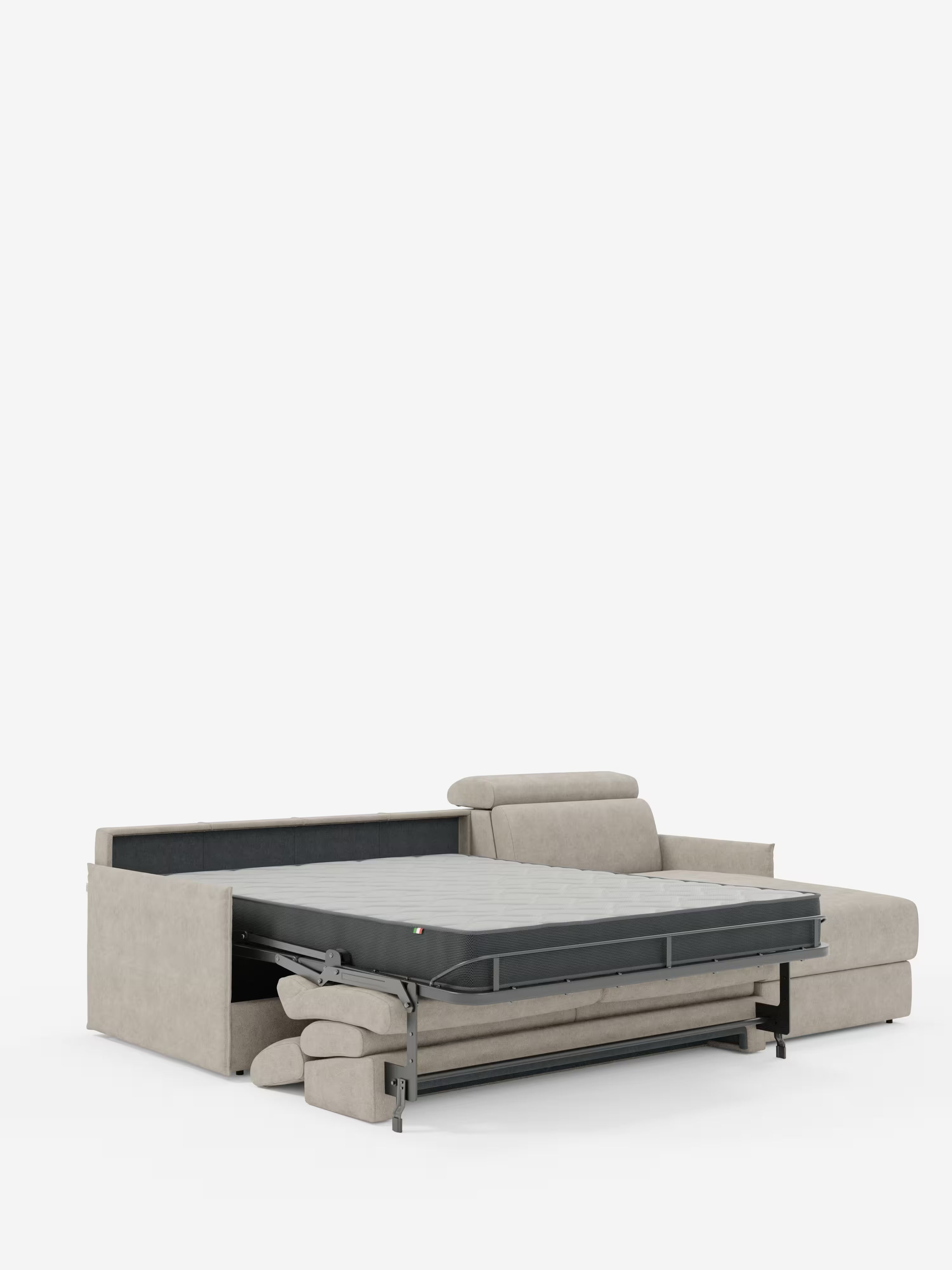 Miryam sofá cama esquinero compacto - reposacabezas reclinables y chaise longue con almacenaje en tejido antimanchas T31