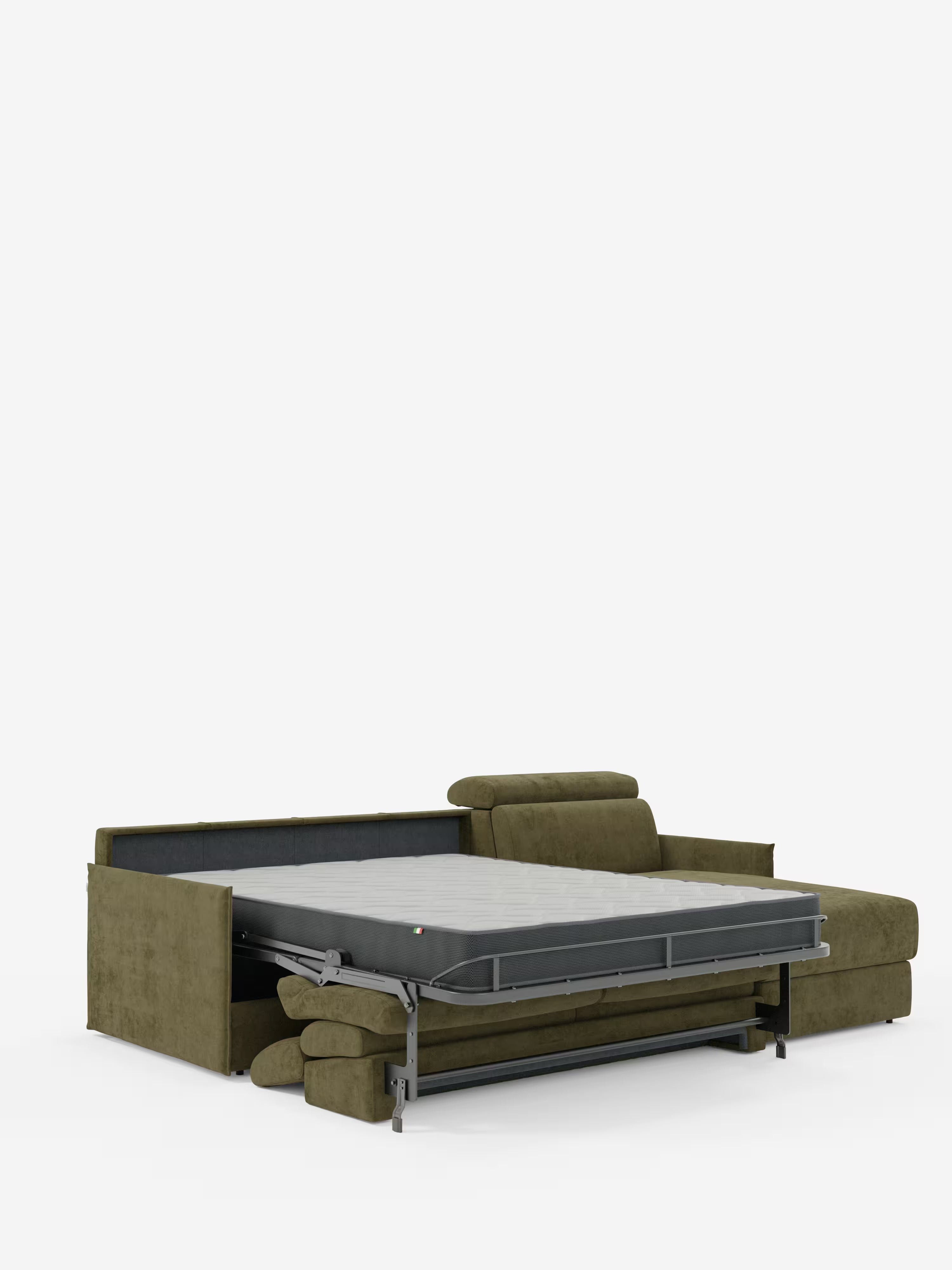Miryam sofá cama esquinero compacto - reposacabezas reclinables y chaise longue con almacenaje en tejido antimanchas T31