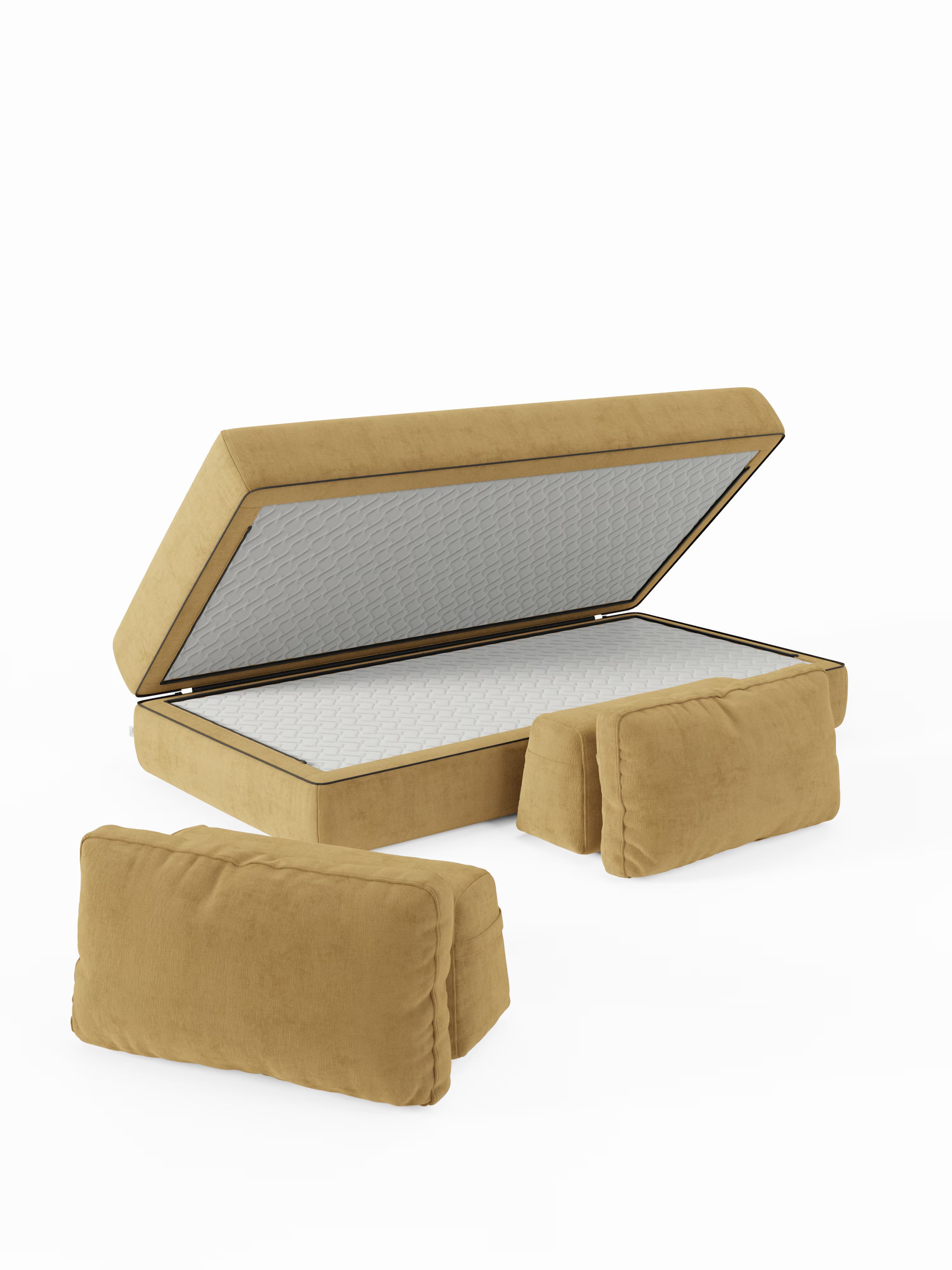 Rift divano letto matrimoniale 2 posti e 3 posti con schienali mobili - materasso alto 24 cm e memory foam in tessuto smacchiabile T31