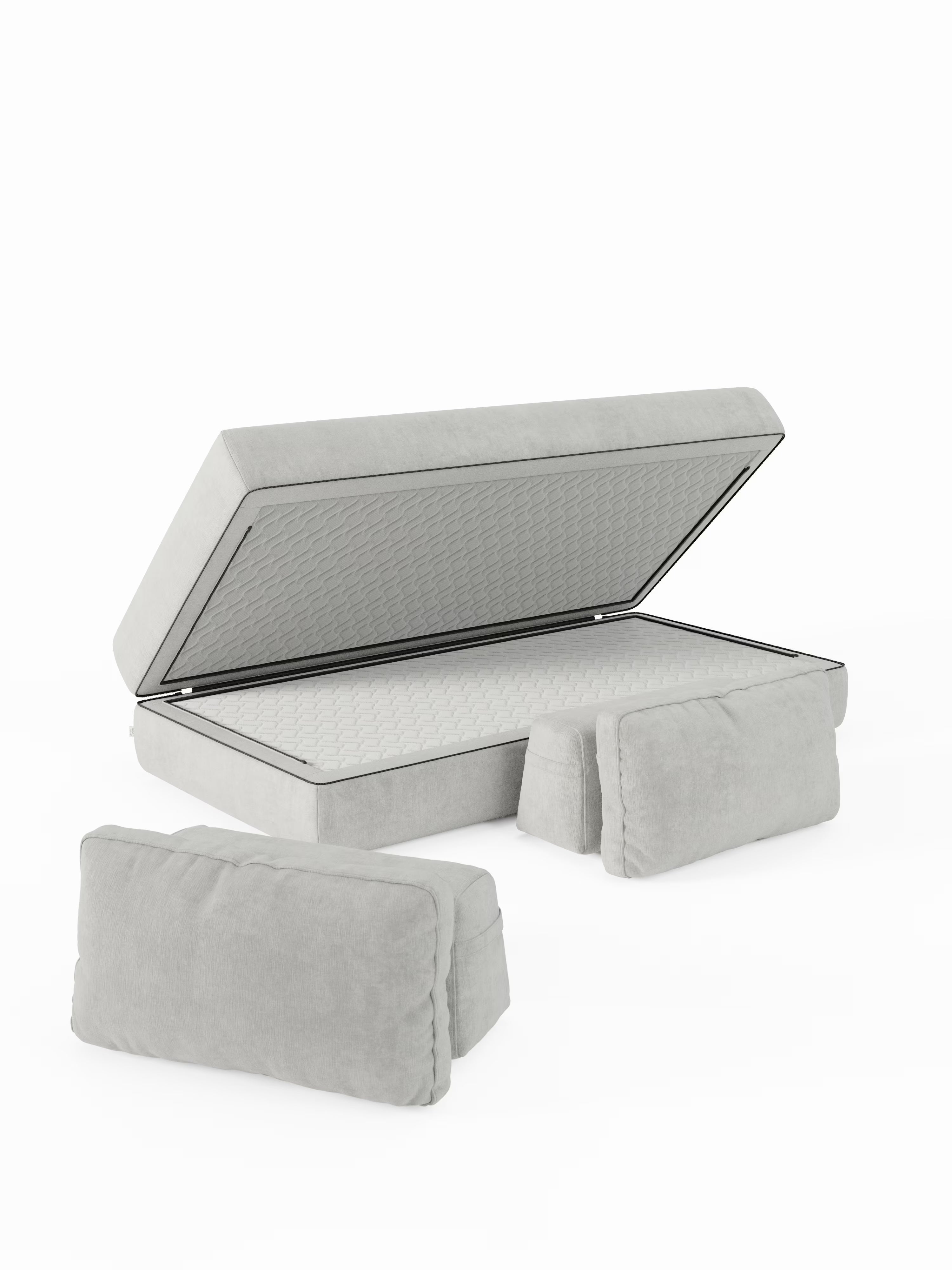 Rift divano letto matrimoniale 2 posti e 3 posti con schienali mobili - materasso alto 24 cm e memory foam in tessuto smacchiabile T31