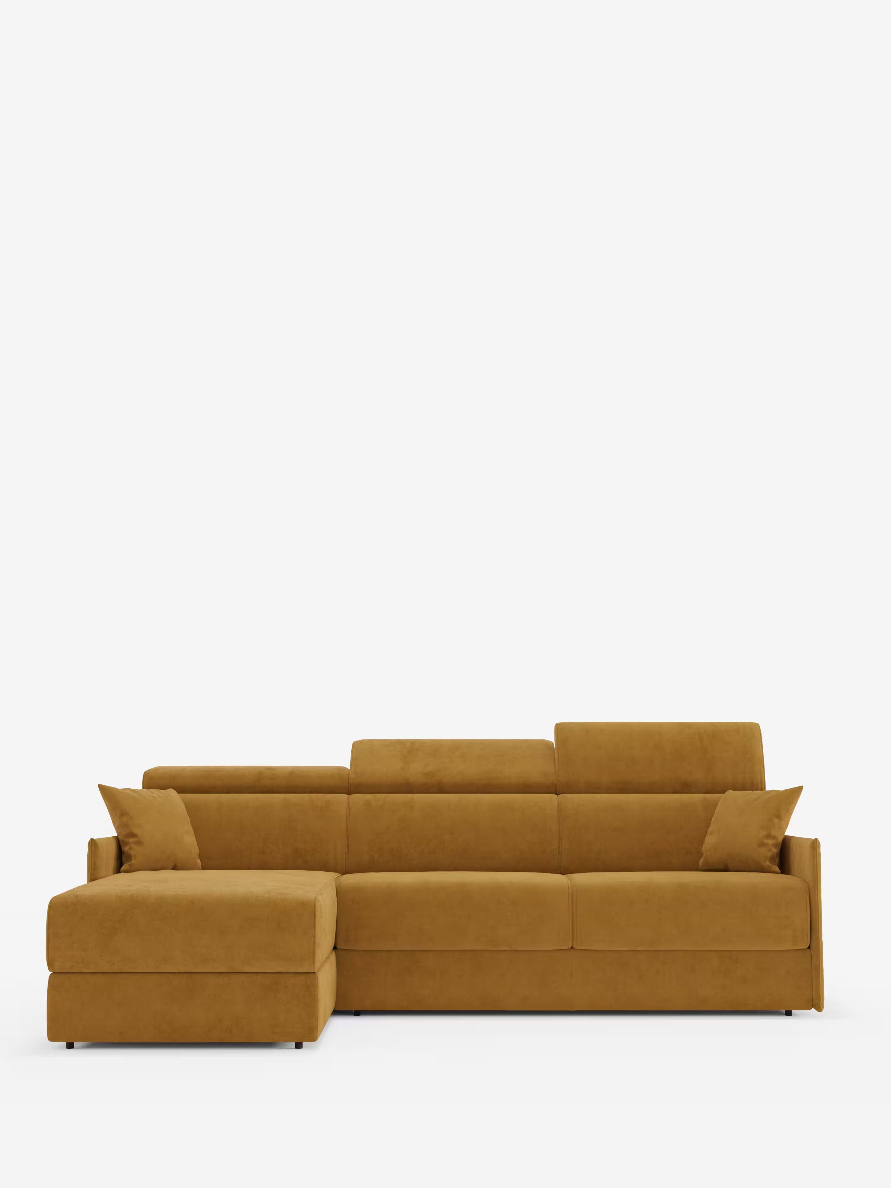 Miryam sofá cama esquinero compacto - reposacabezas reclinables y chaise longue con almacenaje en tejido antimanchas T31