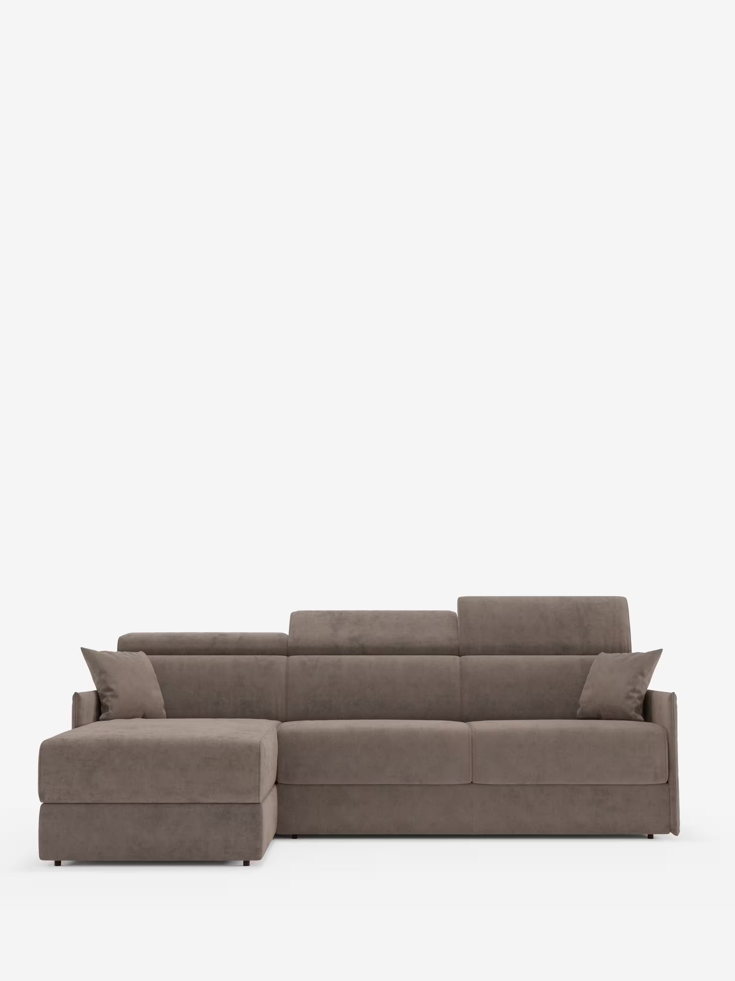 Miryam sofá cama esquinero compacto - reposacabezas reclinables y chaise longue con almacenaje en tejido antimanchas T31