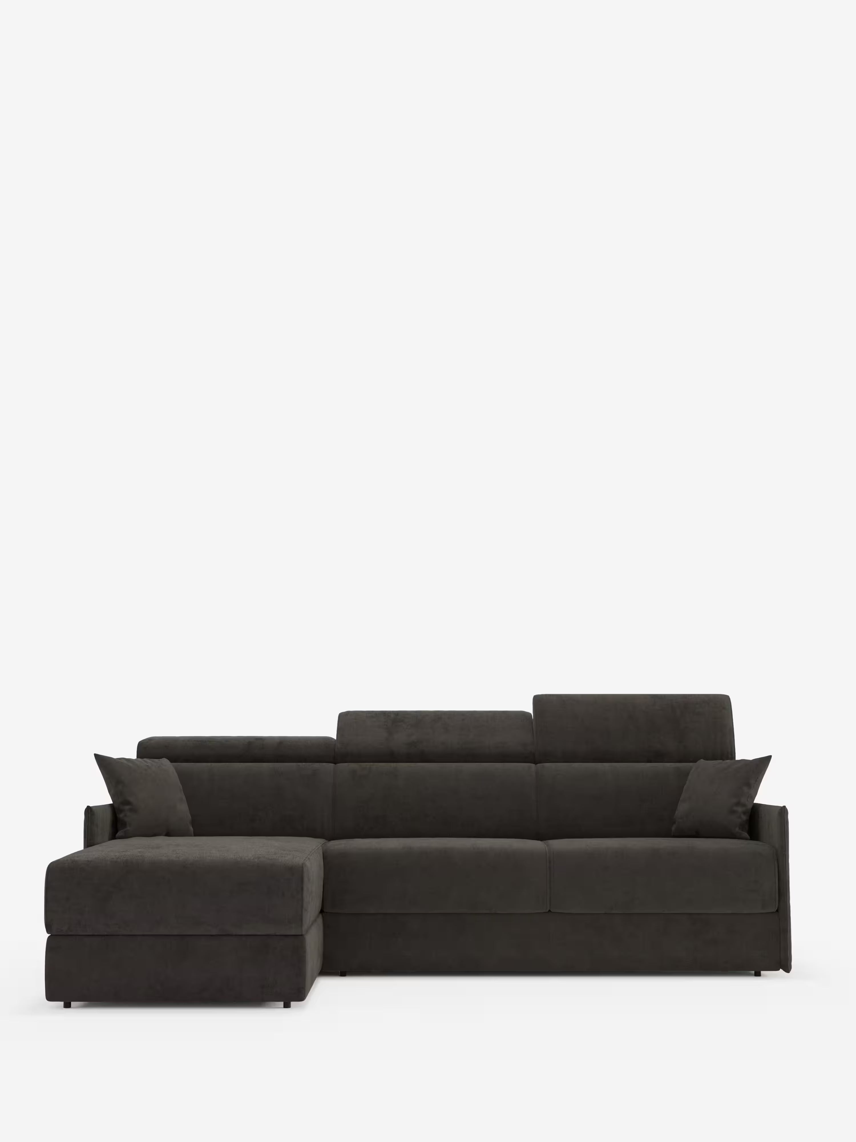 Miryam sofá cama esquinero compacto - reposacabezas reclinables y chaise longue con almacenaje en tejido antimanchas T31