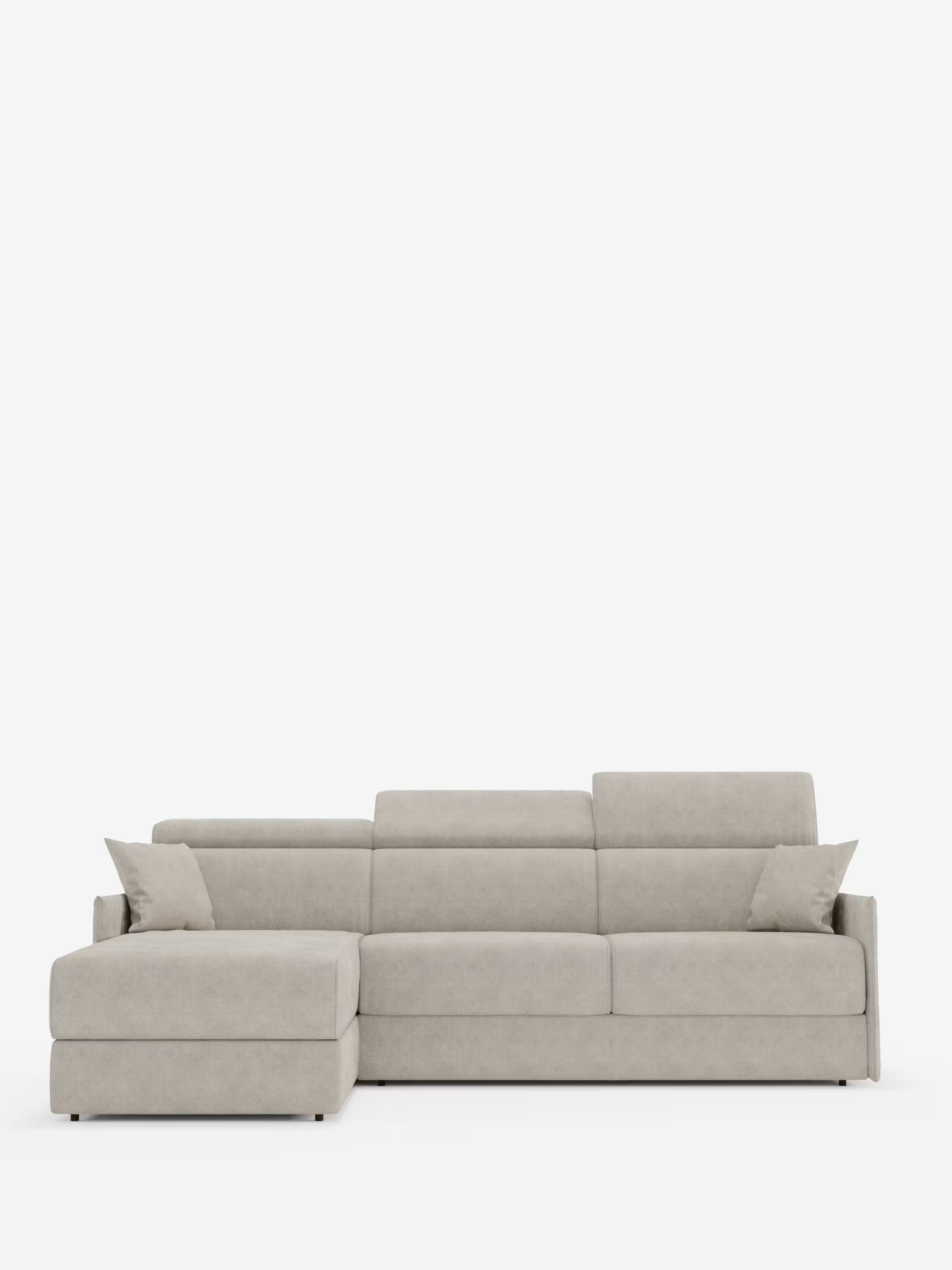 Miryam sofá cama esquinero compacto - reposacabezas reclinables y chaise longue con almacenaje en tejido antimanchas T31
