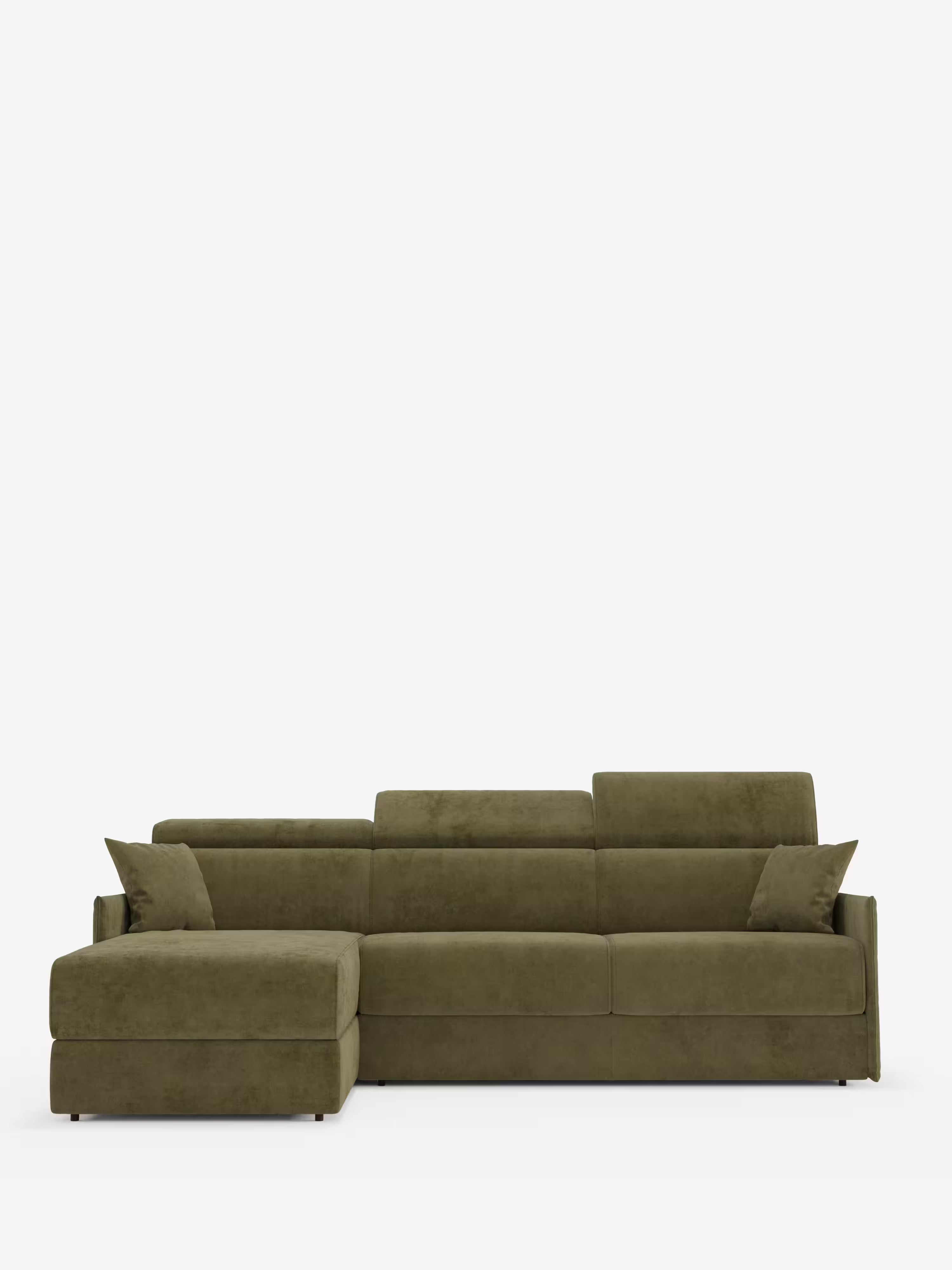 Miryam sofá cama esquinero compacto - reposacabezas reclinables y chaise longue con almacenaje en tejido antimanchas T31