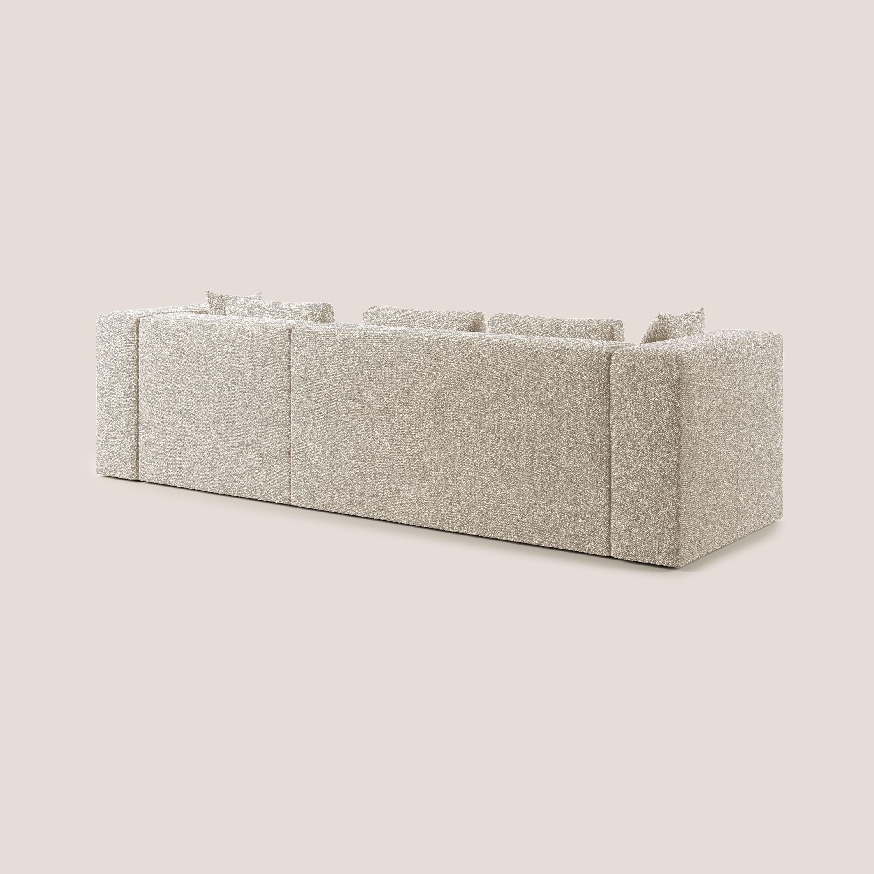 Nettuno divano angolare componibile in morbido tessuto bouclè T07 bianco - divani.store