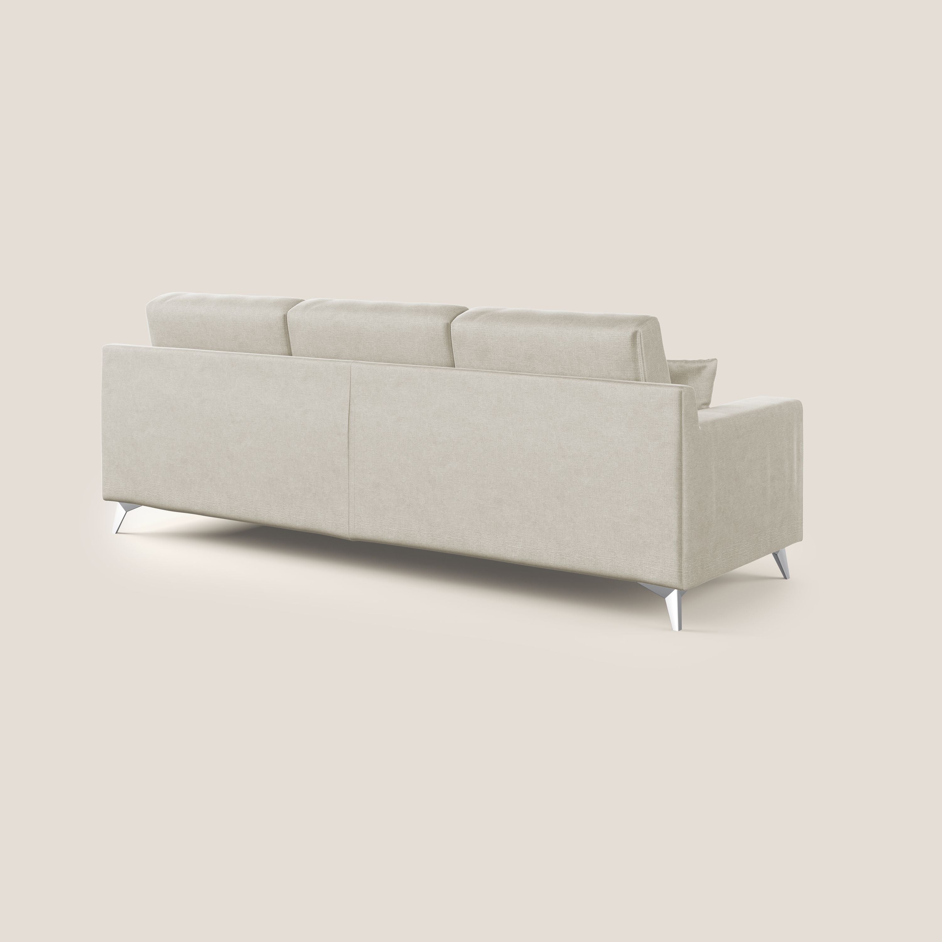 Michael divano moderno angolare con penisola in morbido velluto impermeabile T01 panna - divani.store