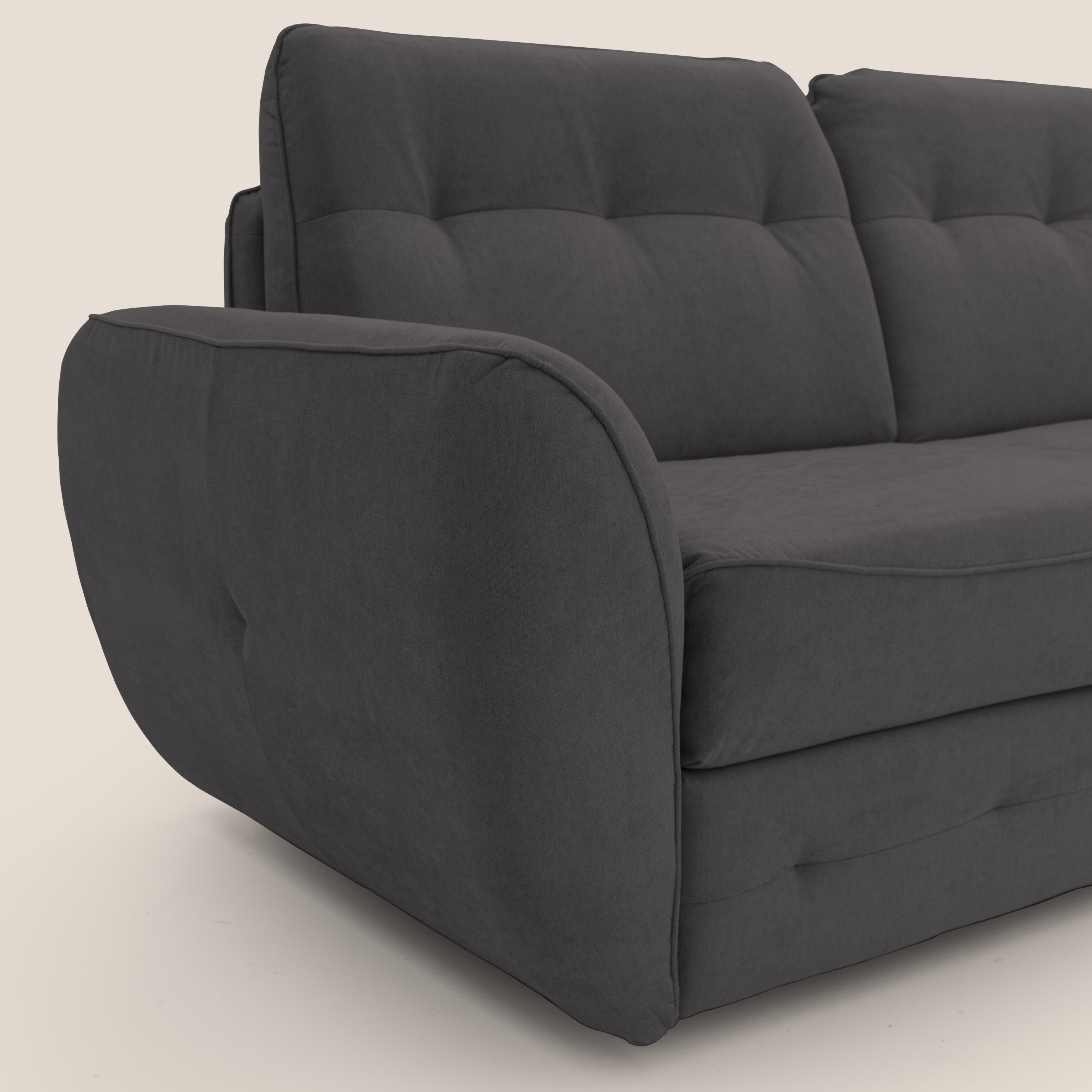 Zeus divano letto angolare con materasso H18 cm pouf mobile in tessuto impermeabile T02 - divani.store