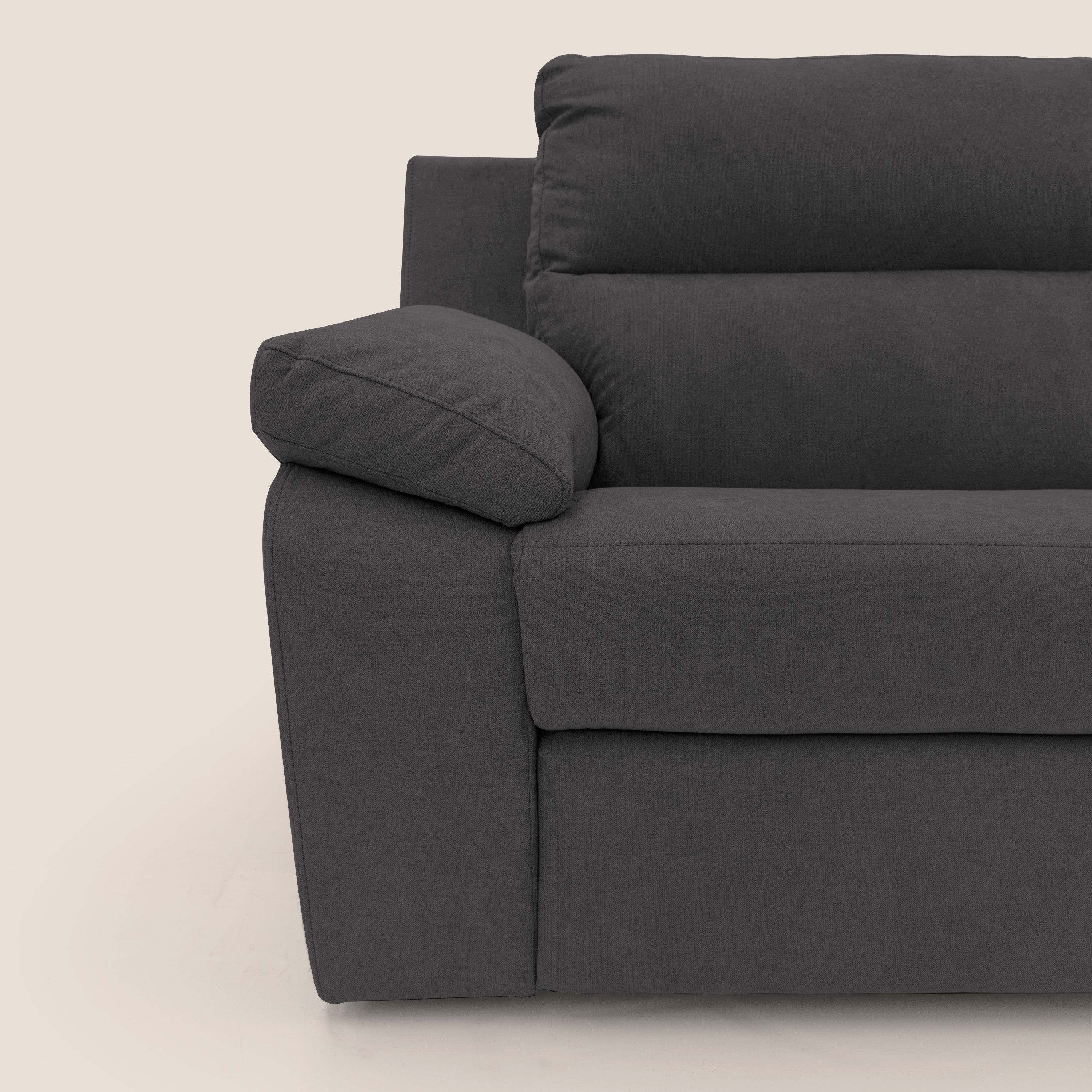 Romeo Divano relax con recliner elettrico in morbido tessuto impermeabile T02 nero - divani.store