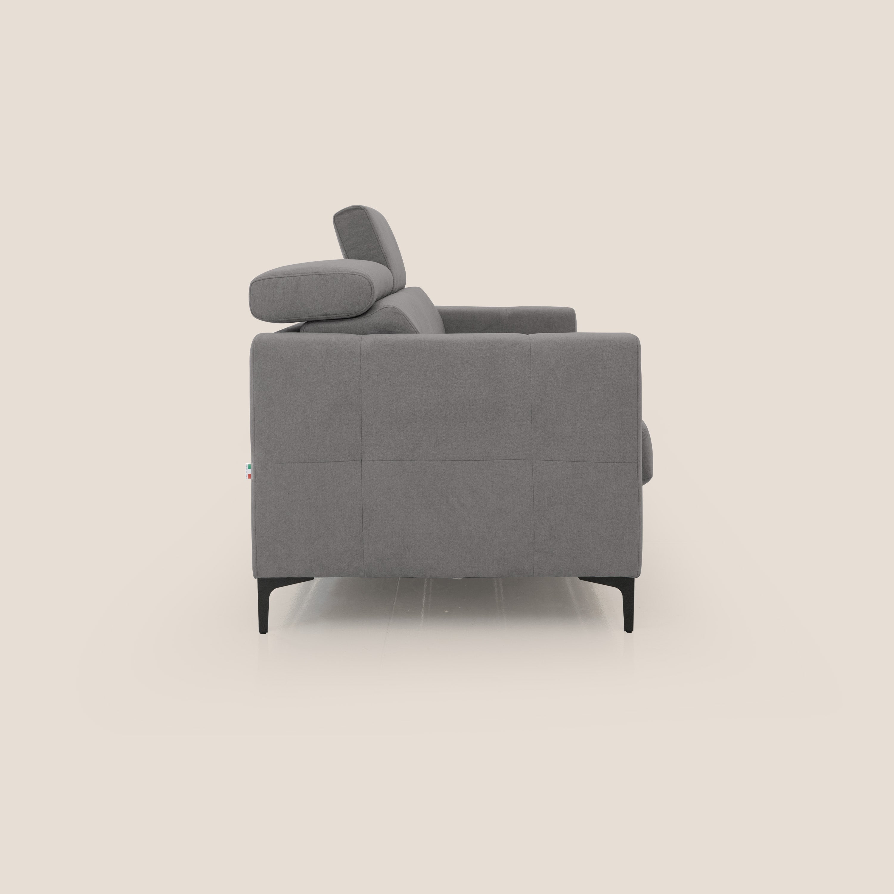 Gardenia divano letto materasso alto 18 cm con poggiatesta reclinabili e rivestimento impermeabile T02 grigio - divani.store