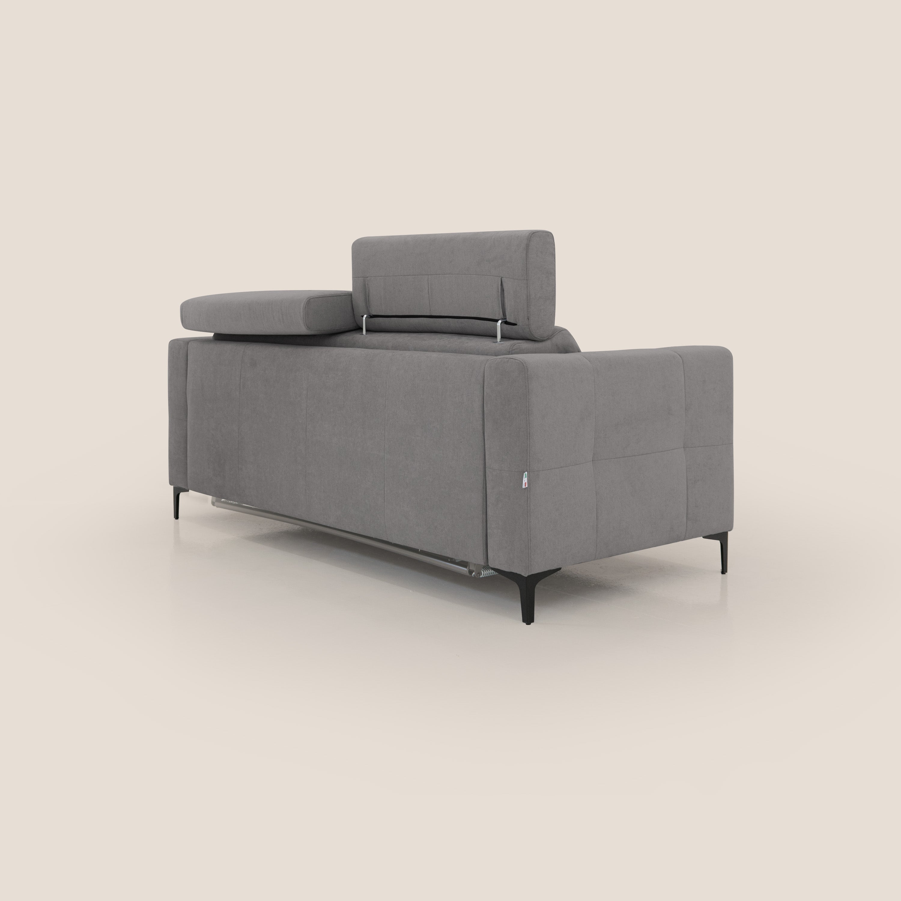 Gardenia divano letto materasso alto 18 cm con poggiatesta reclinabili e rivestimento impermeabile T02 grigio - divani.store