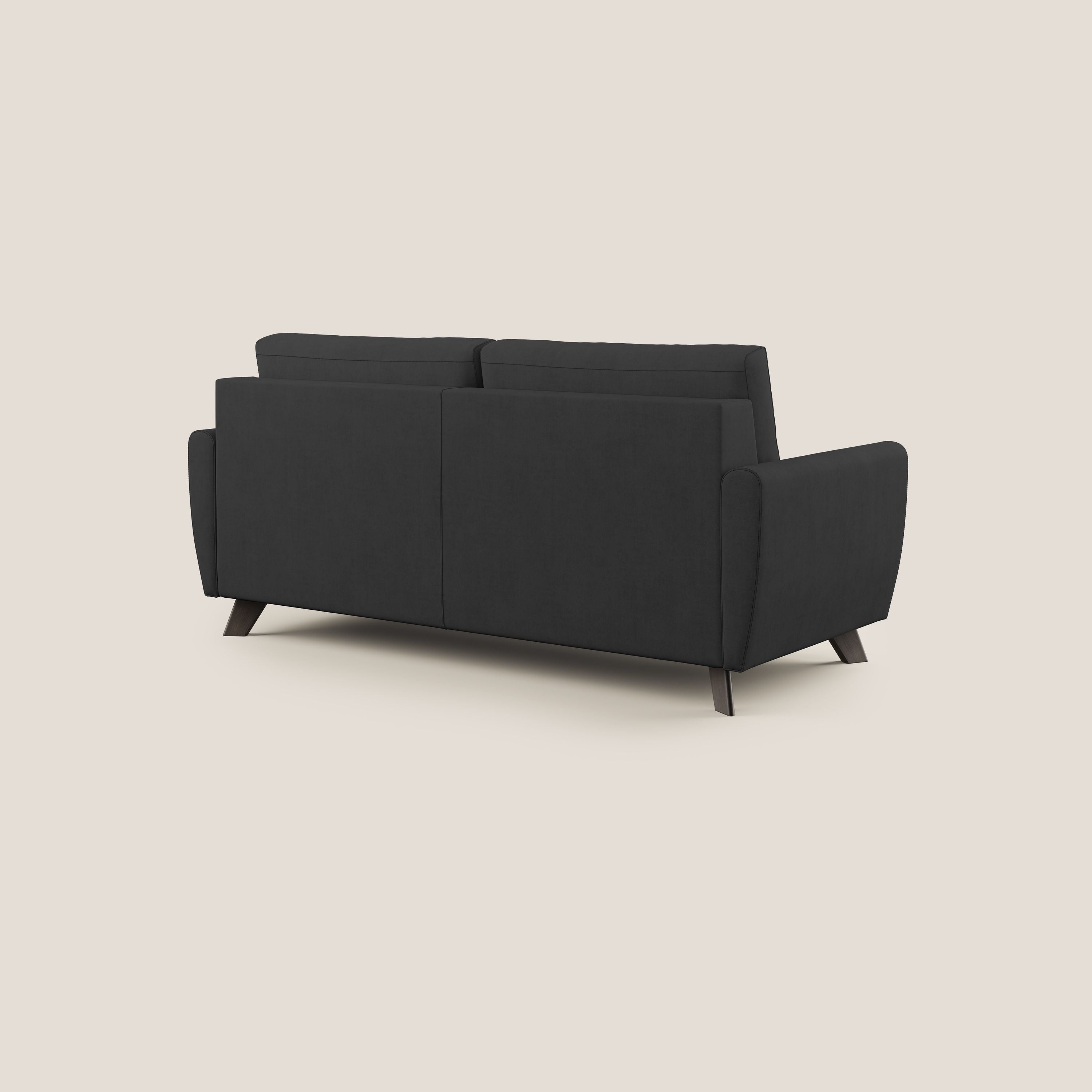 Callisto Divano letto matrimoniale in tessuto morbido impermeabile T02 nero - divani.store