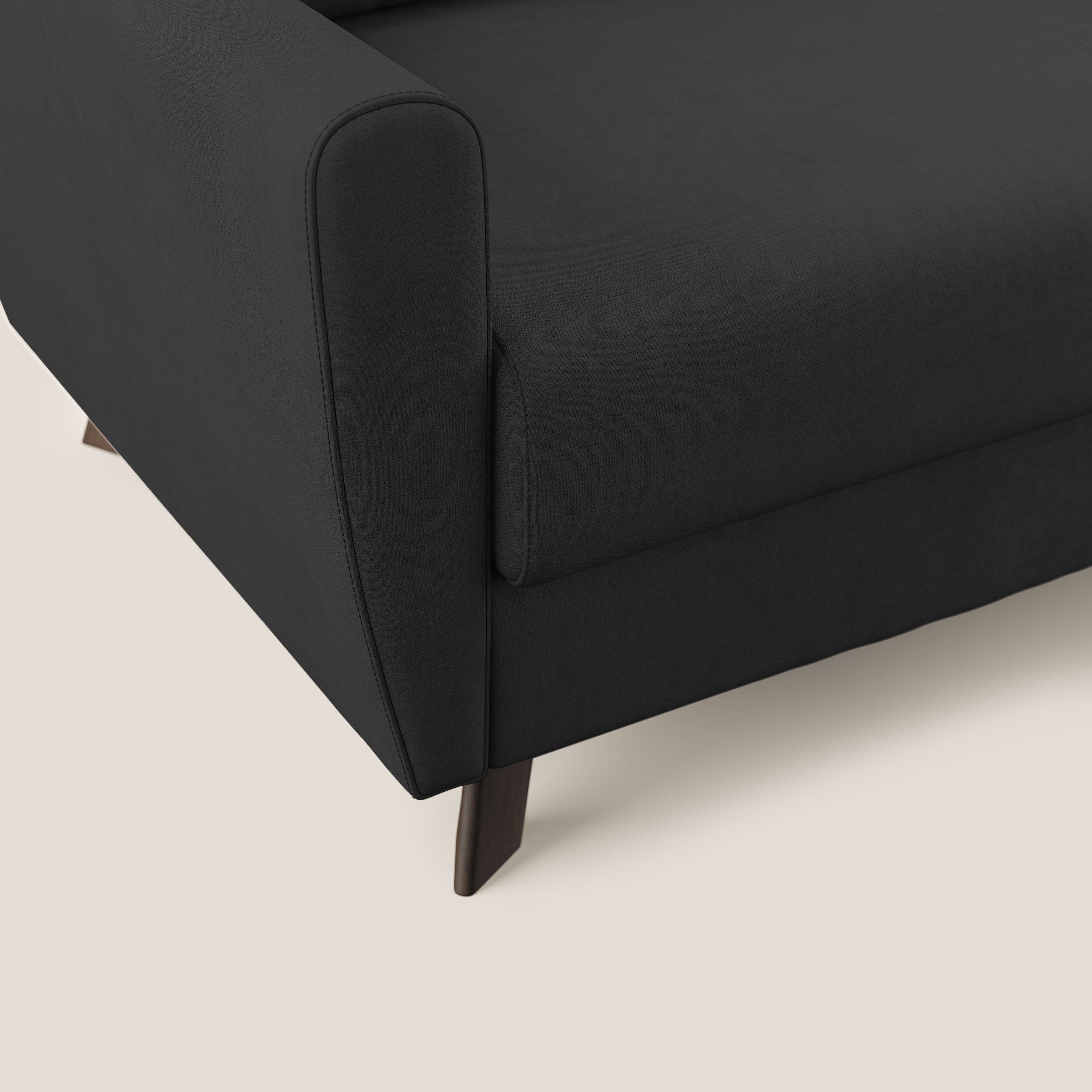 Callisto Divano letto matrimoniale in tessuto morbido impermeabile T02 nero - divani.store