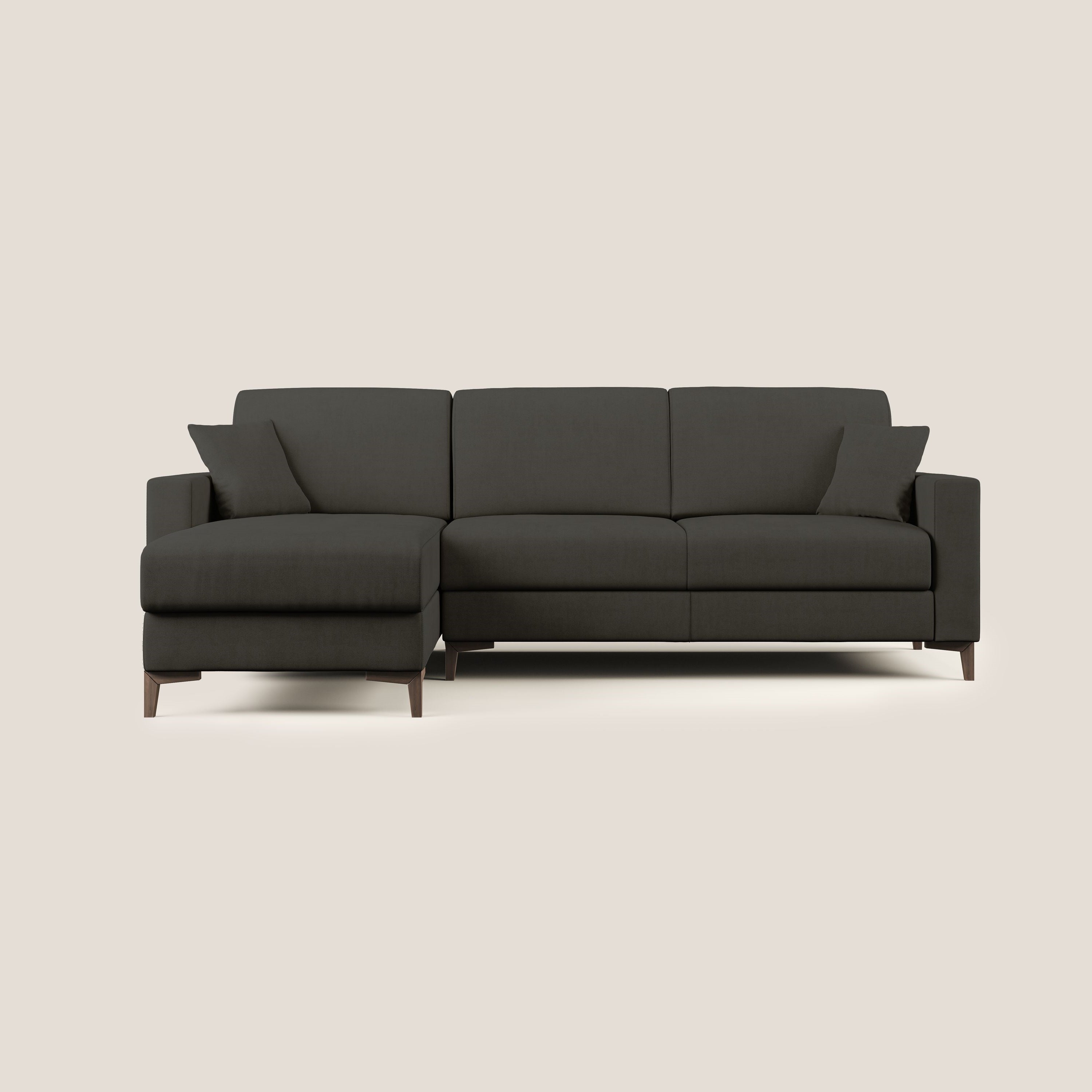 Kafka divano letto angolare in morbido tessuto impermeabile T02 nero - divani.store